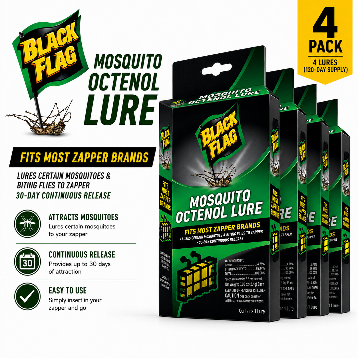 Black Flag BZ-OCT1 Mosquito Octenol Lure Refills Lot of 4 New Bug Zapper