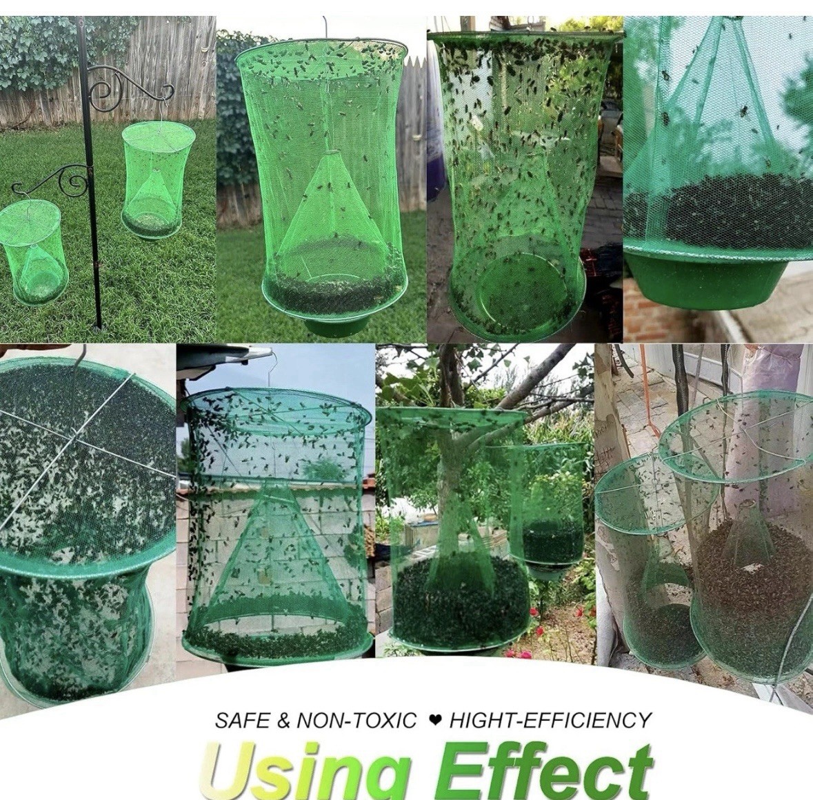 8 Pack Ranch Fly Traps Outdoor Hanging Fly Trap Reusable Stable Fly Catcher Bag