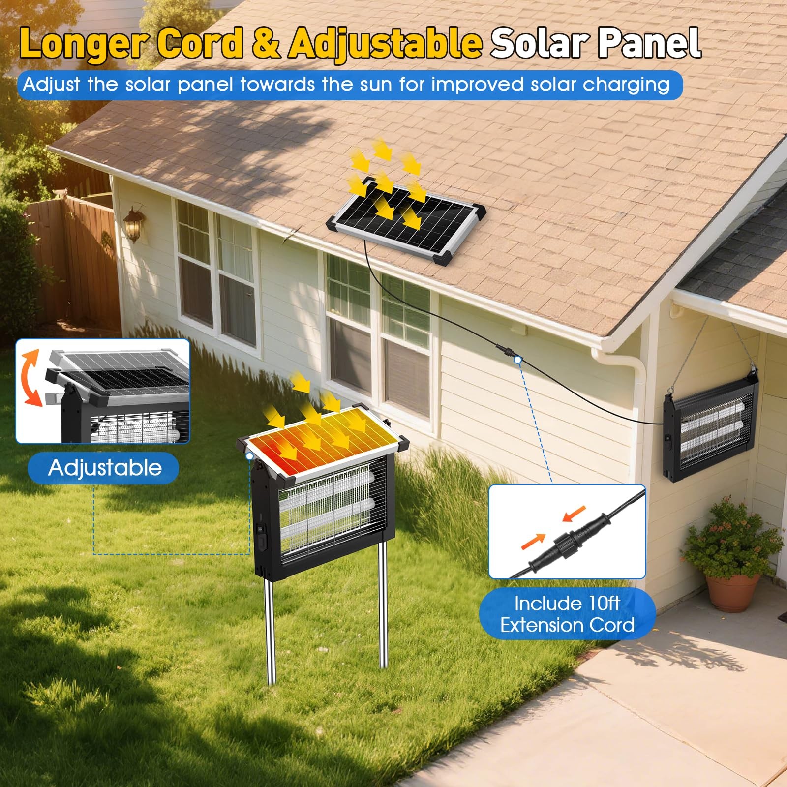 Solar Bug Zapper Outdoor, 4500V Solar Mosquito Zapper Outdoor Waterproof, 1/2…