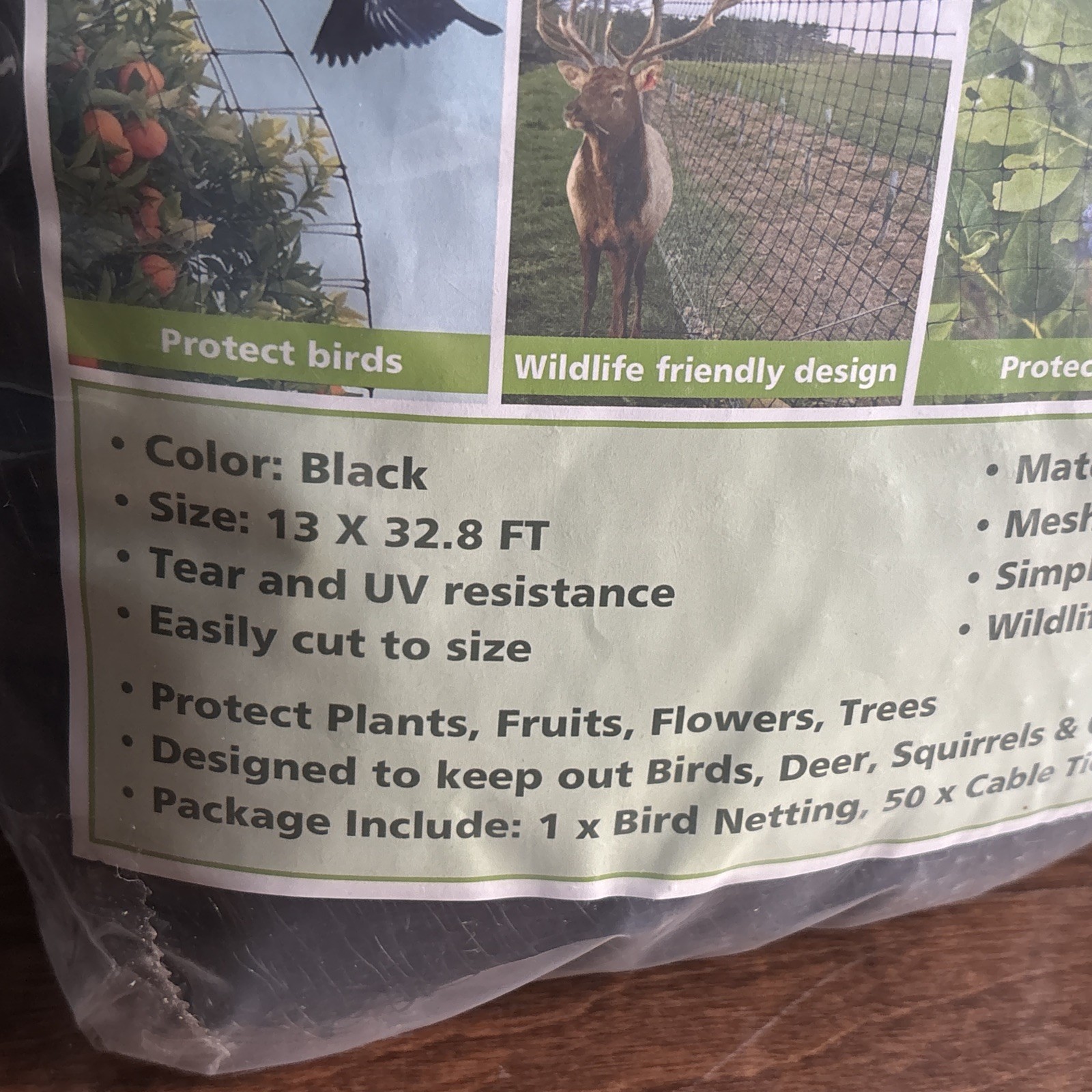 Garden Net Mesh Cable Ties & Stakes 13 x 32.8 Feet Polypropylene Protect Plants