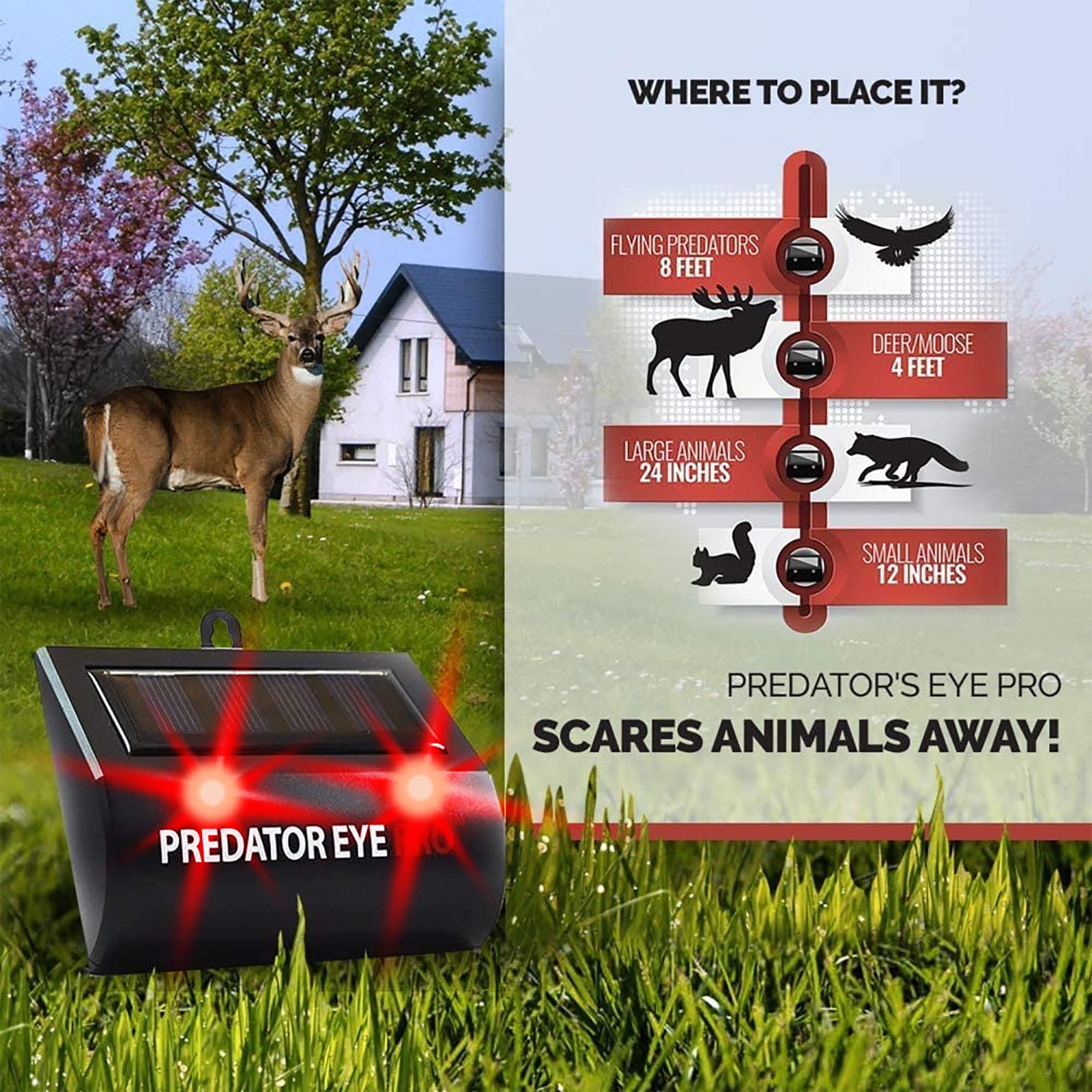 Solar Powered Pest Control Device Two Pack Humane Animal Deterrent 4600 Sq Ft