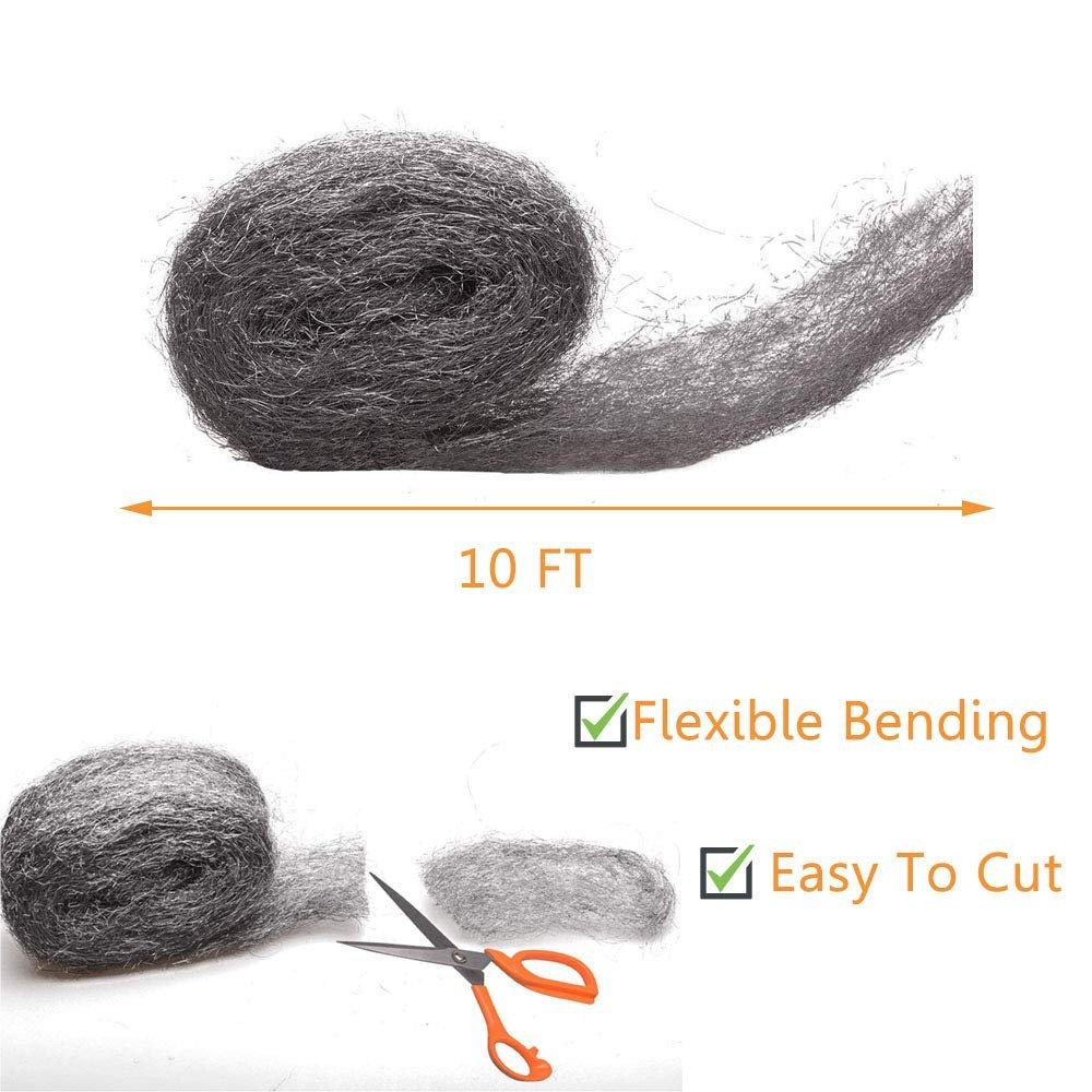 Effective 3″ Steel Wool Barrier – 10 Ft Mice Control Filler for Indoor & Outdoor