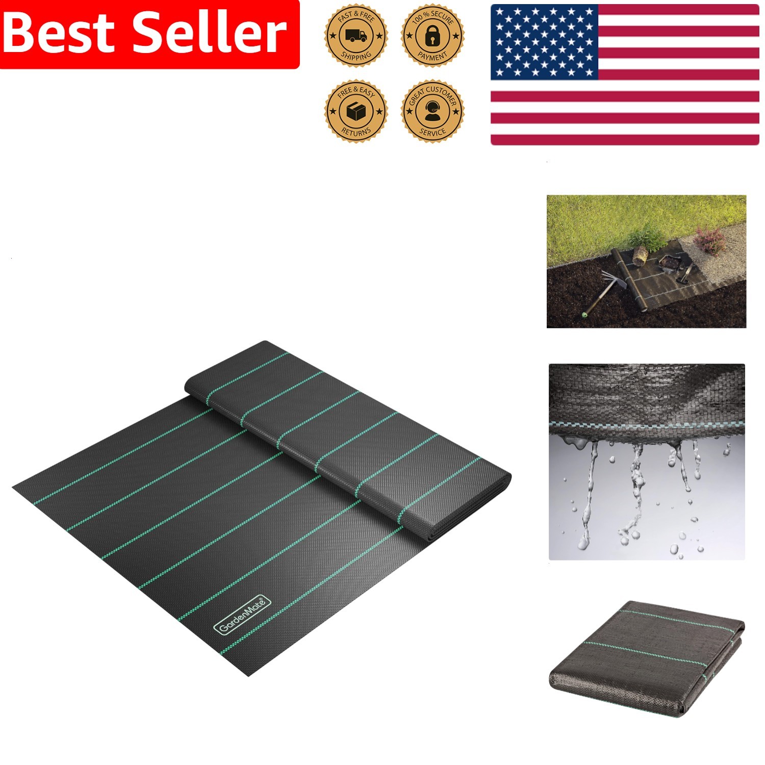 Durable Black Polypropylene Weed Barrier 6×33 ft UV Stabilized
