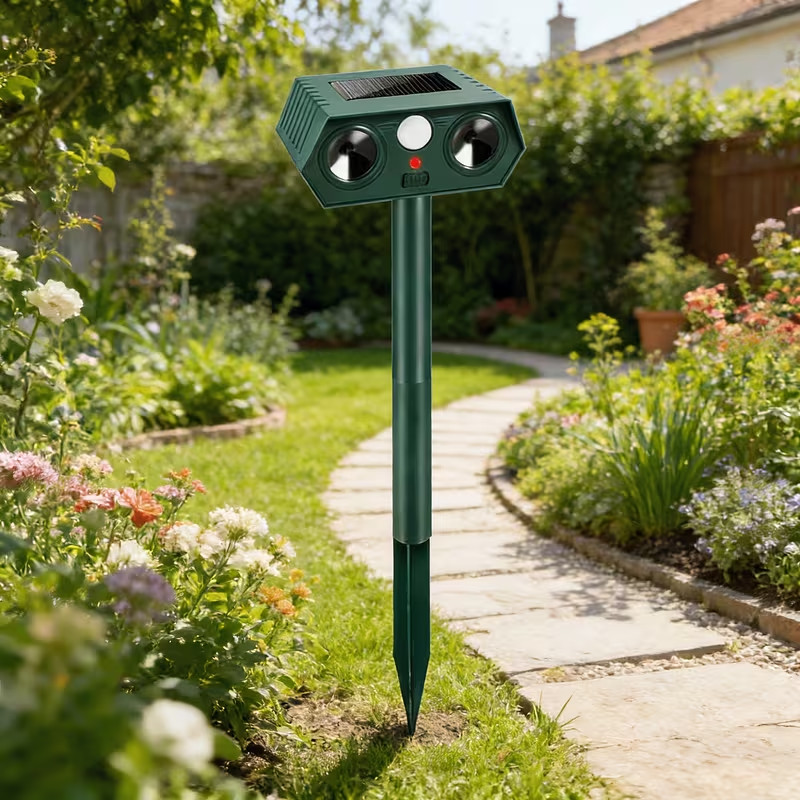 Solar Powered Sonic Technology Animal Repeller with IP44 Waterproof Rating and 1