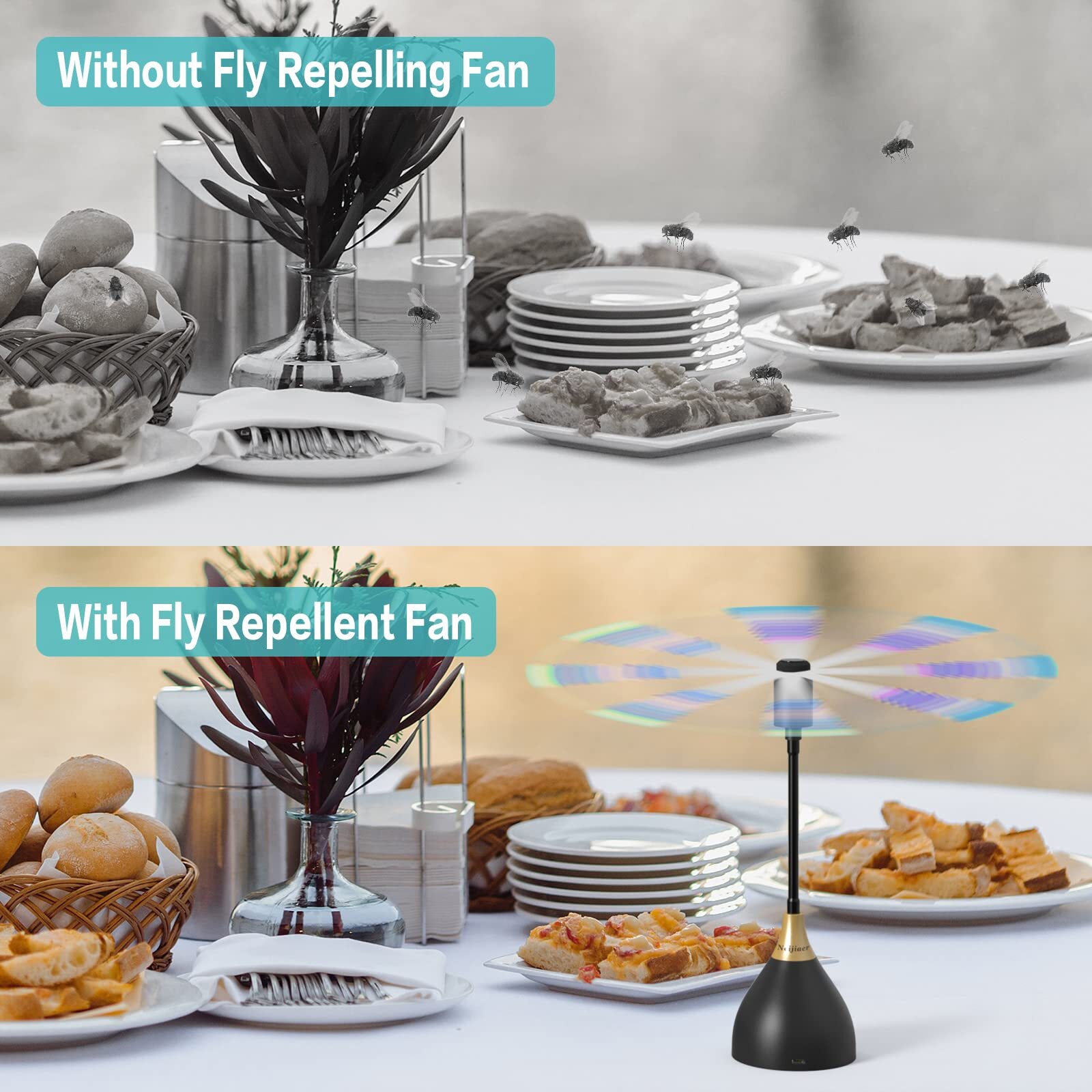 2/3/4PCS Fly Fans for Tables, Outdoor Indoor Keep Flies Away Table Top Fly Fan