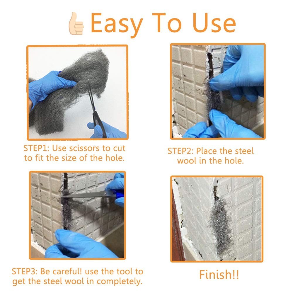 Effective 3″ Steel Wool Barrier – 10 Ft Mice Control Filler for Indoor & Outdoor