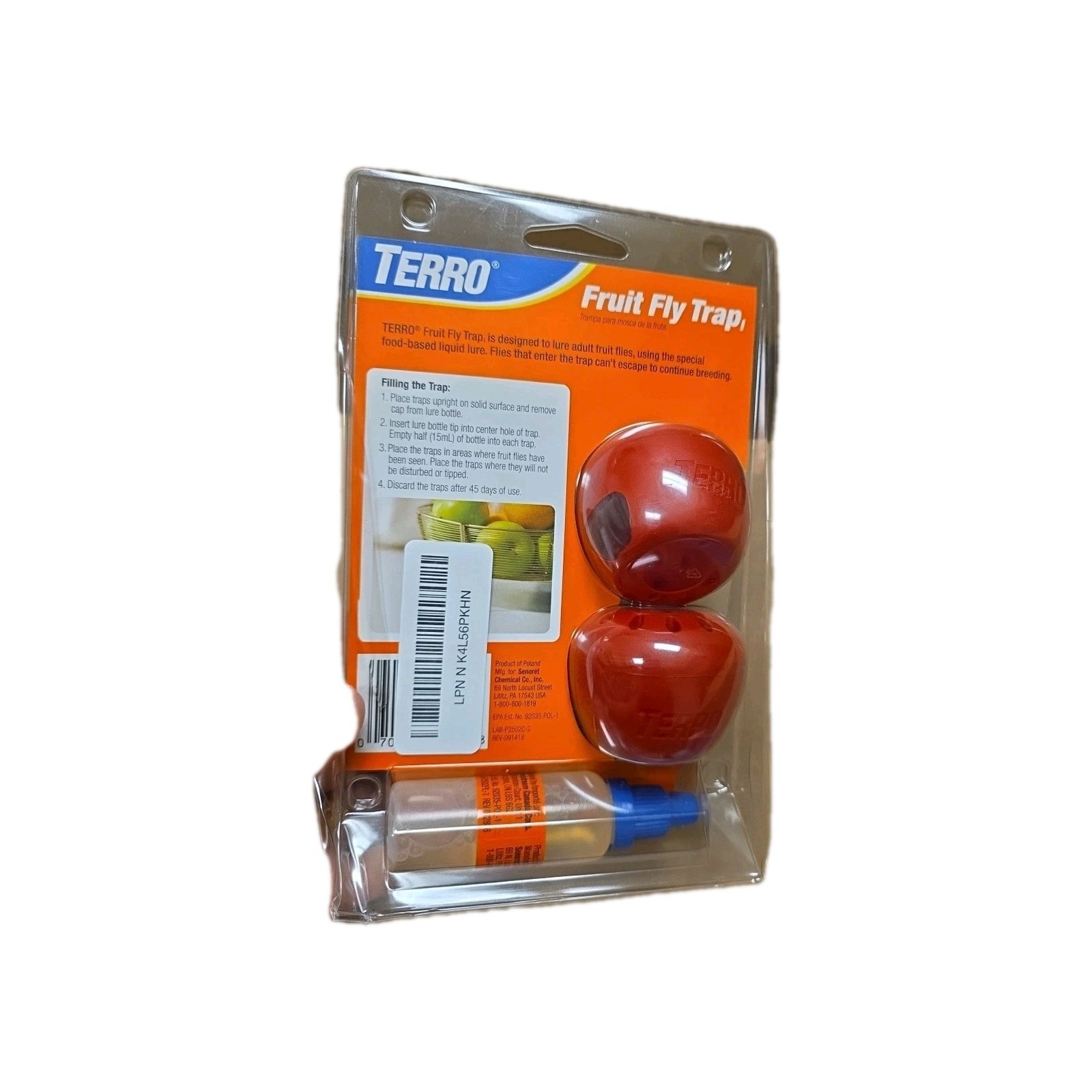 Terro Indoor Fruit Fly Trap (2-count) Built In Windows | 90-Day Bait Supply’A2′