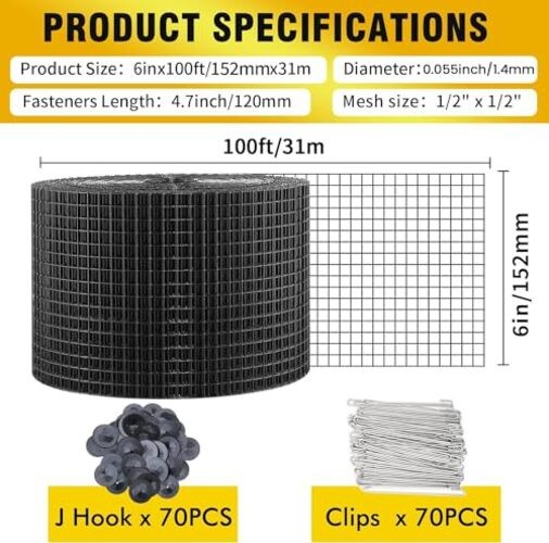 Solar Panel Bird Guard,Solar Panel roof Protection net 1/2inch Mesh 6in X 100ft