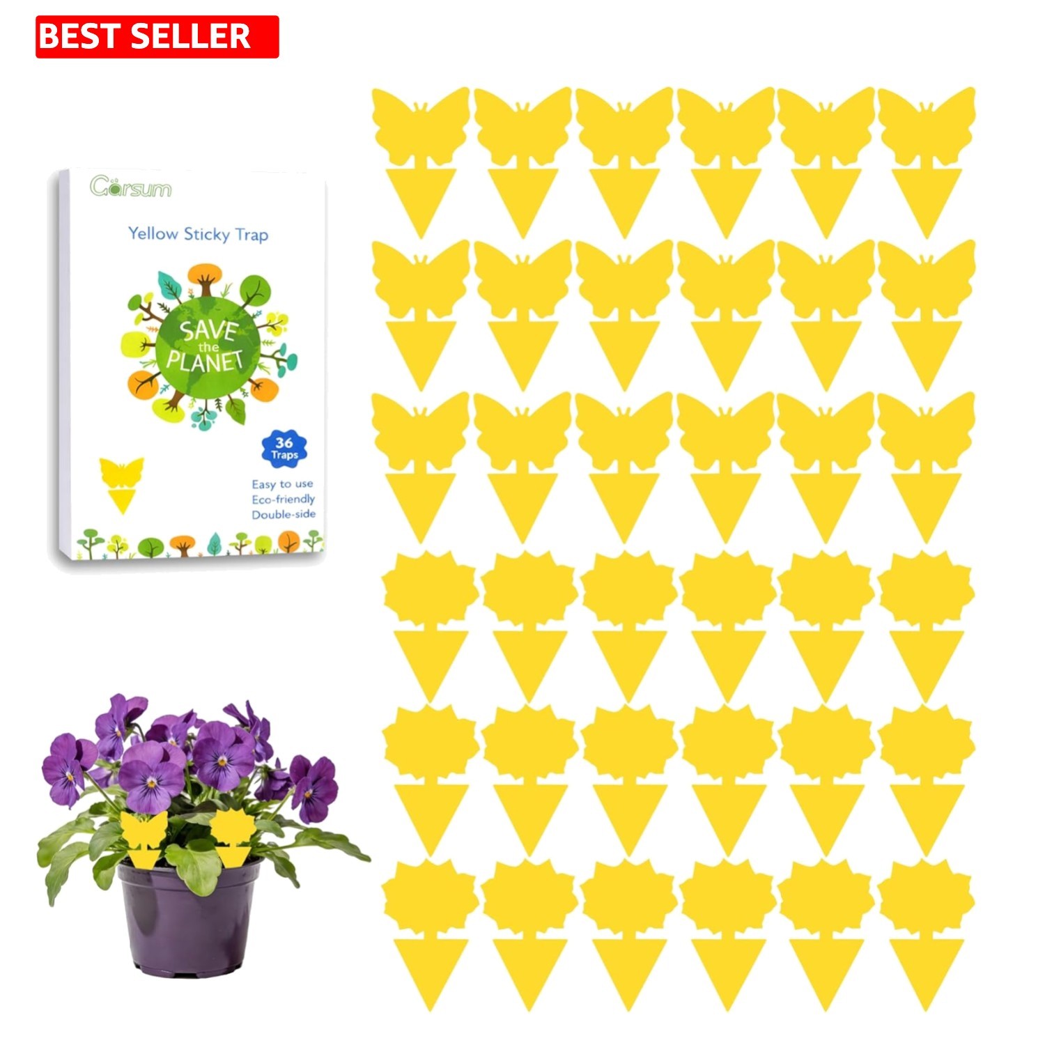 36-Pack Sticky Fruit Fly Trap for Indoor & Outdoor Pest Control – Eco-Friendly