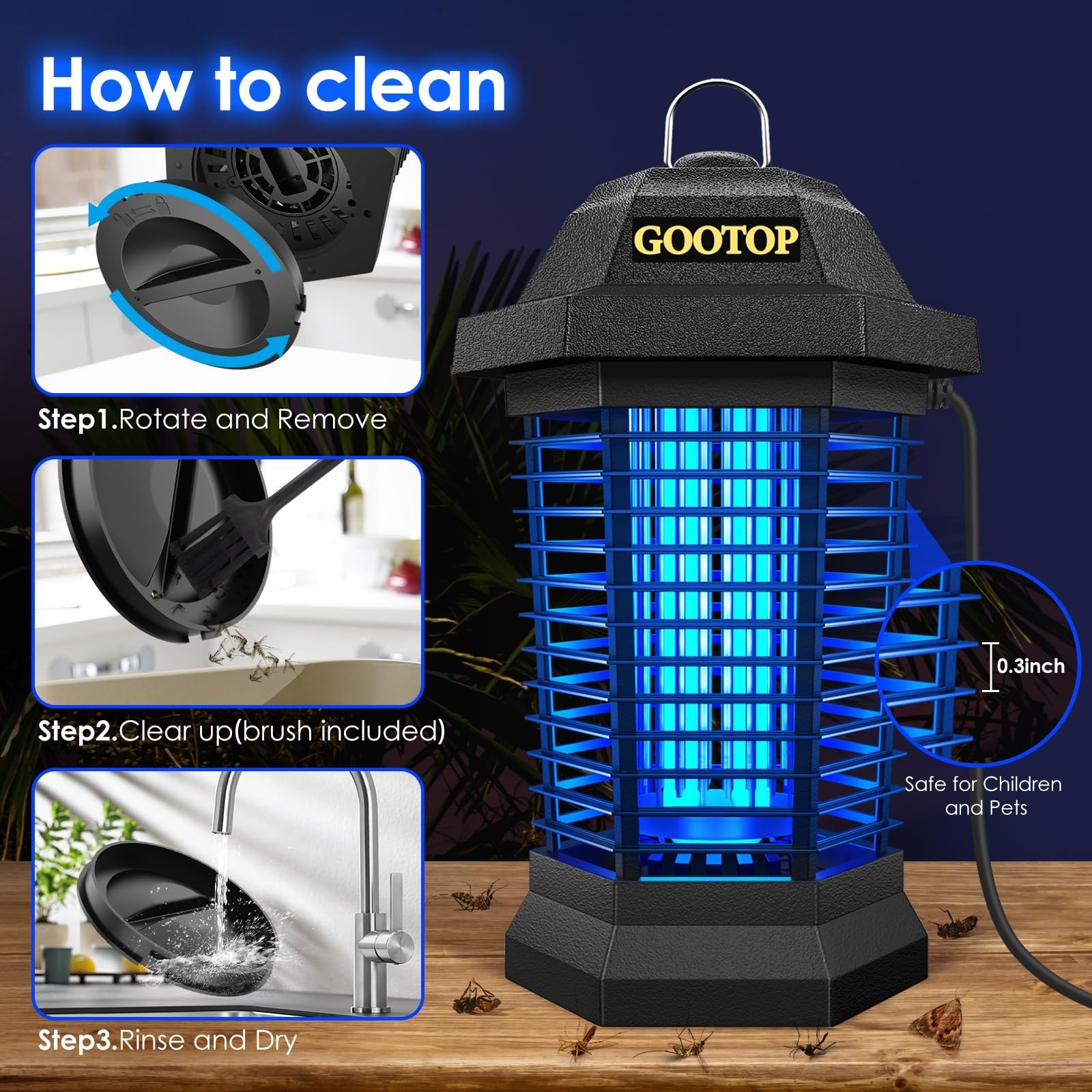 Outdoor Electric Bug Zapper – 4200V Mosquito & Fly Killer, Indoor/Outdoor Insect