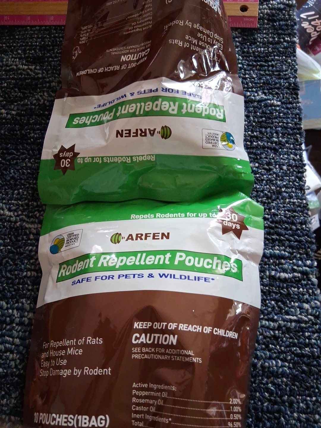 Alot 2 ARFEN RODENT REPELLENT-SAFE FOR PETS AND WILDLIFE-USDA CERTIFIED-20 POUCH