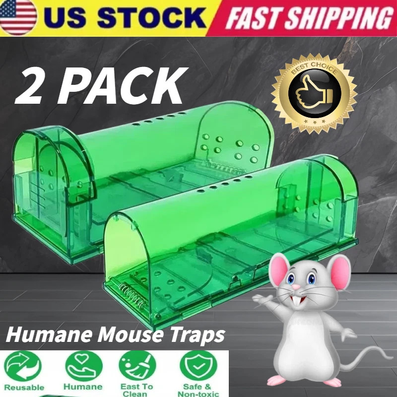 2 Pack Humane Mouse Traps Live Catch & Release No Kill Rat Mice Trap Reusable