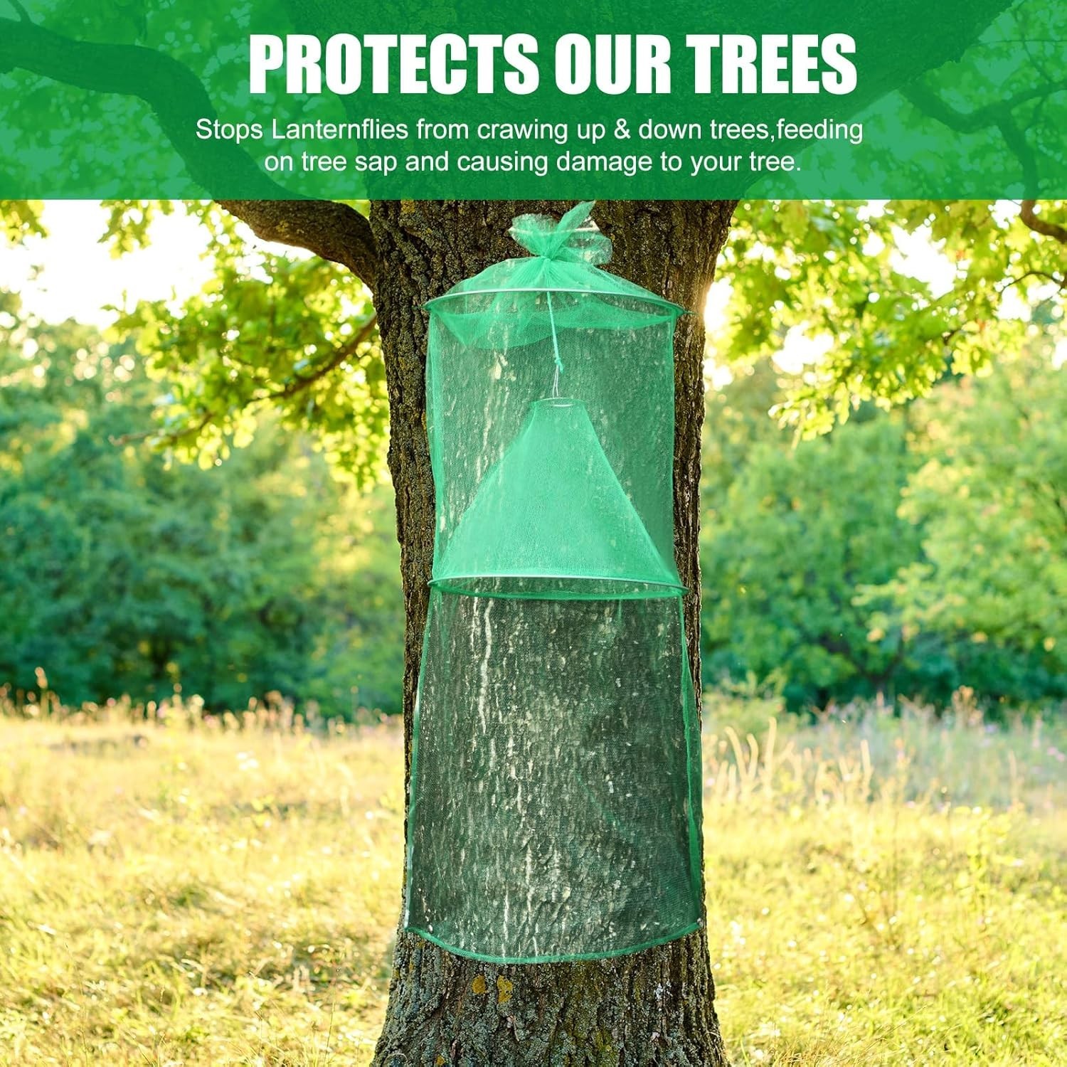 4 Pack Spotted Lanternfly Traps Lantern Fly Killer Mesh Tree Trap with Jute R…