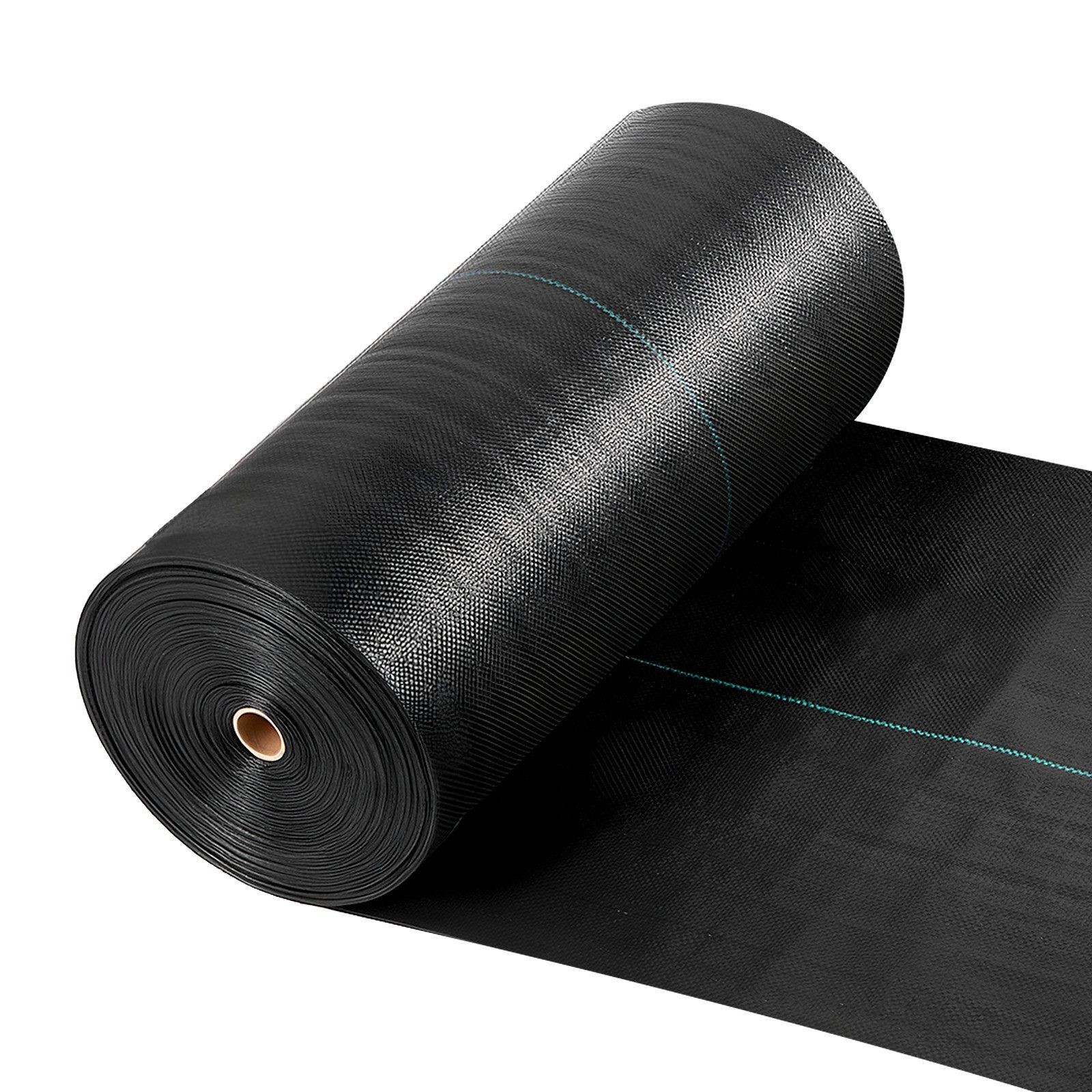Heavy-Duty 3x100ft Weed Barrier Fabric, 5oz Woven Polypropylene Black Mat