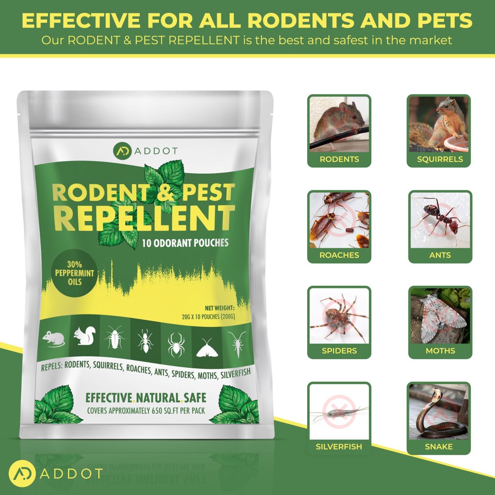 Natural Peppermint Mouse Rodent Pouches 30g 10 pack