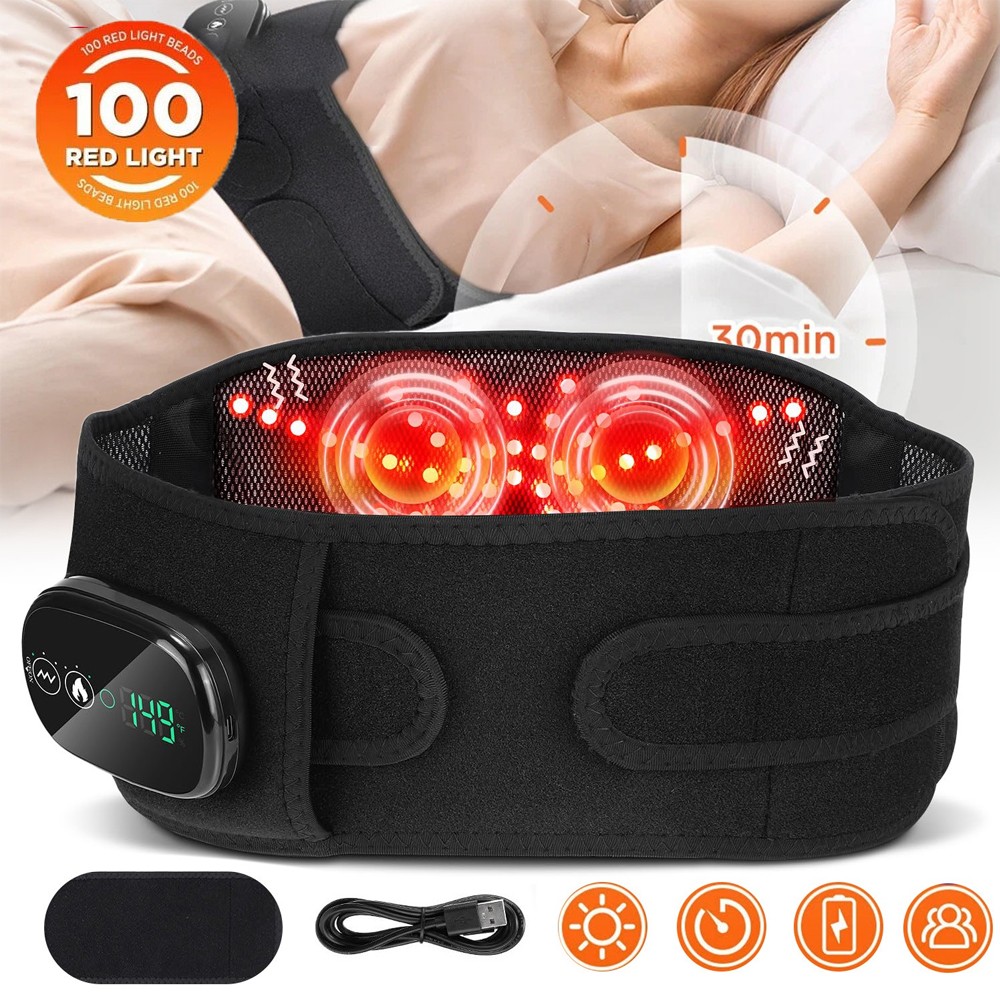 Cordless Infrared Heating Pad with Vibration Massager for Waist Back Pain Relief