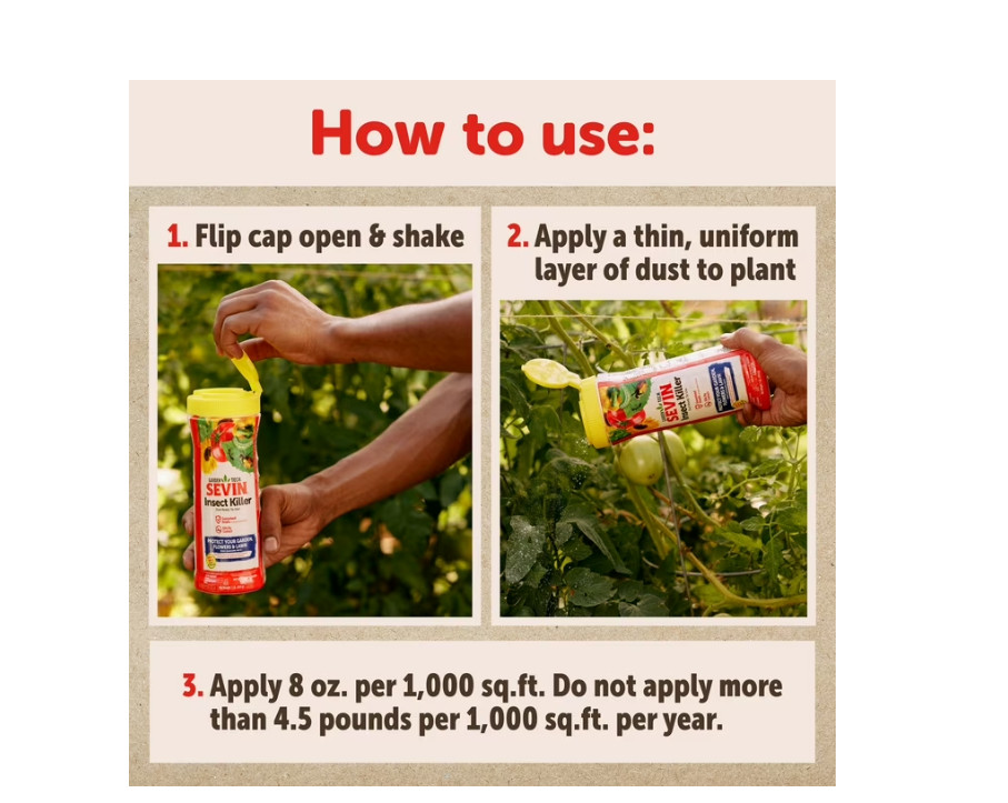3 PACK Insect Killer powder Sevin Garden Ready to Use Dust, 1 Pound Can