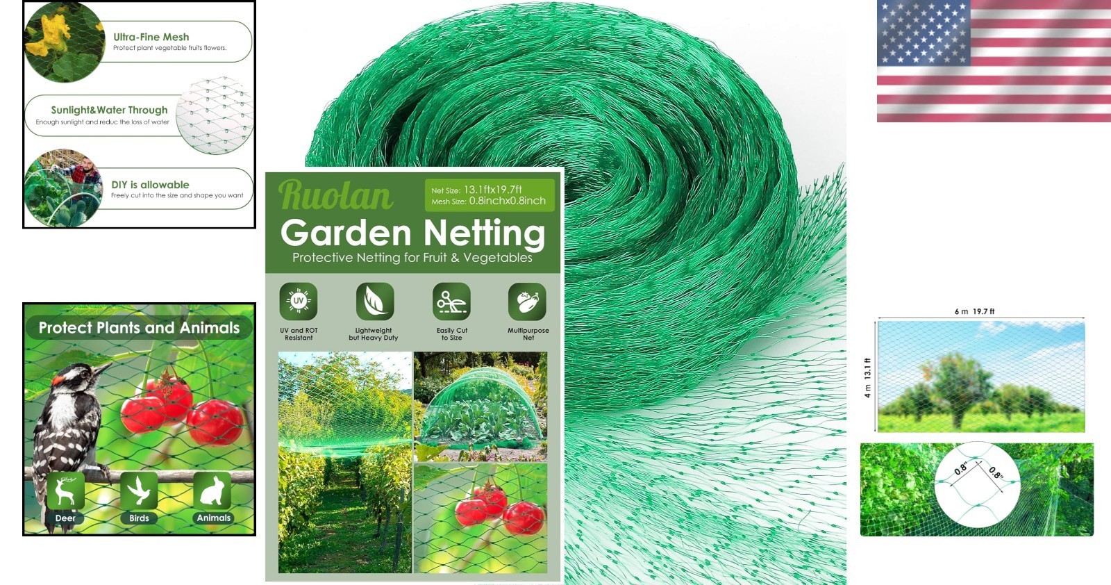 Reusable Polypropylene Bird Netting 13×20 Ft – Safeguard Your Fruits & Veggies