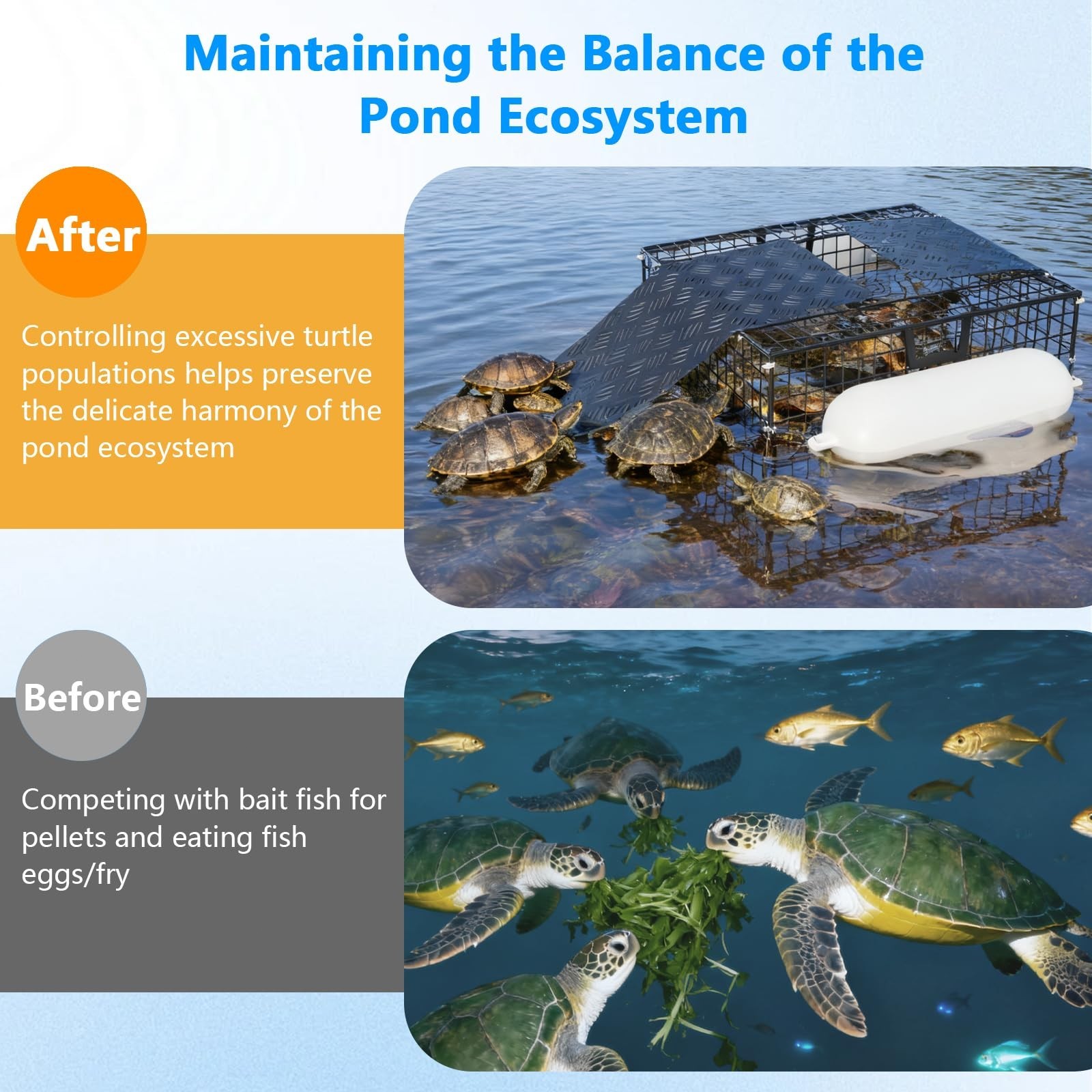 Floating Turtle Trap for Outdoor Water Solutions, Humane Snapping Turtle Trap