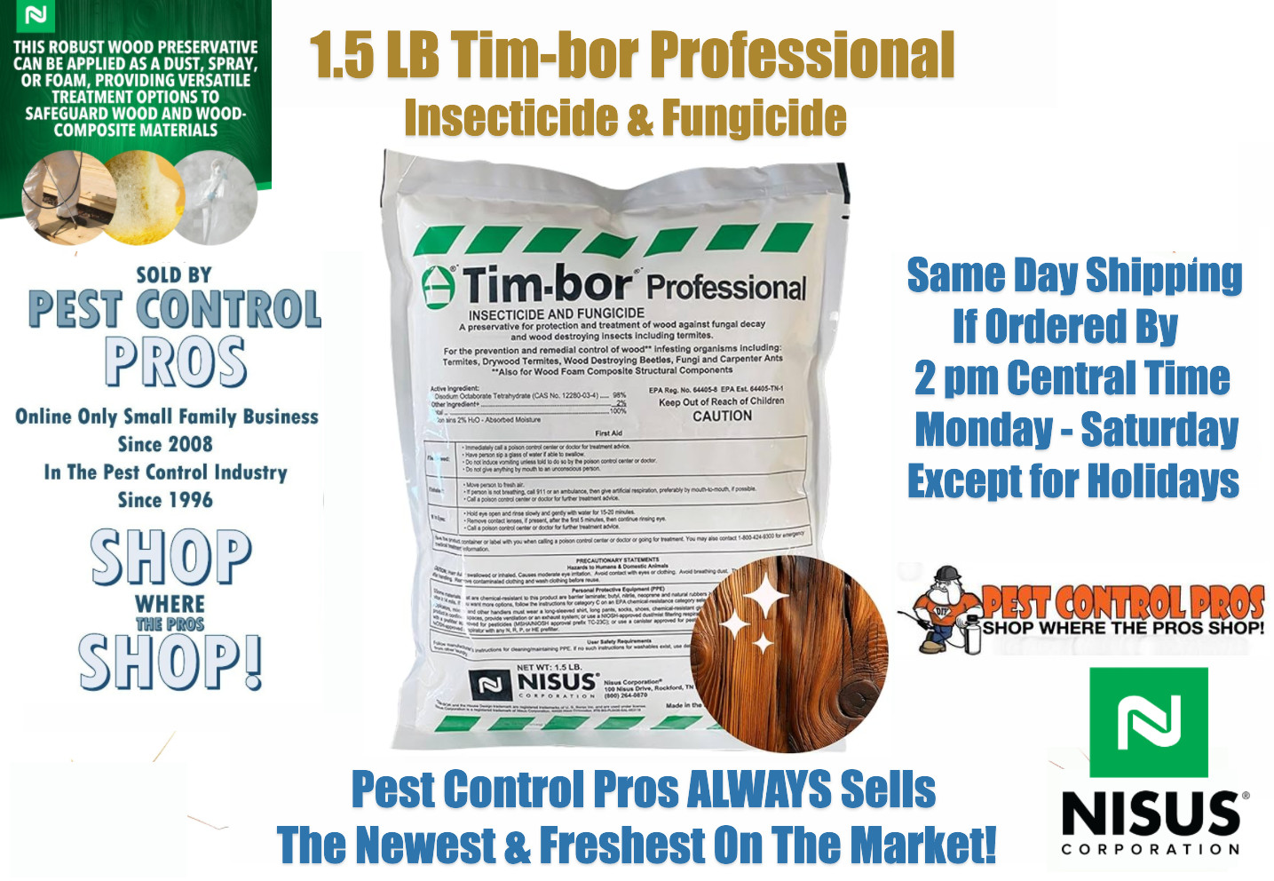 1.5 LB Timbor Insecticide Fungicide Termite Boring Beetle Carpenter Ant Control