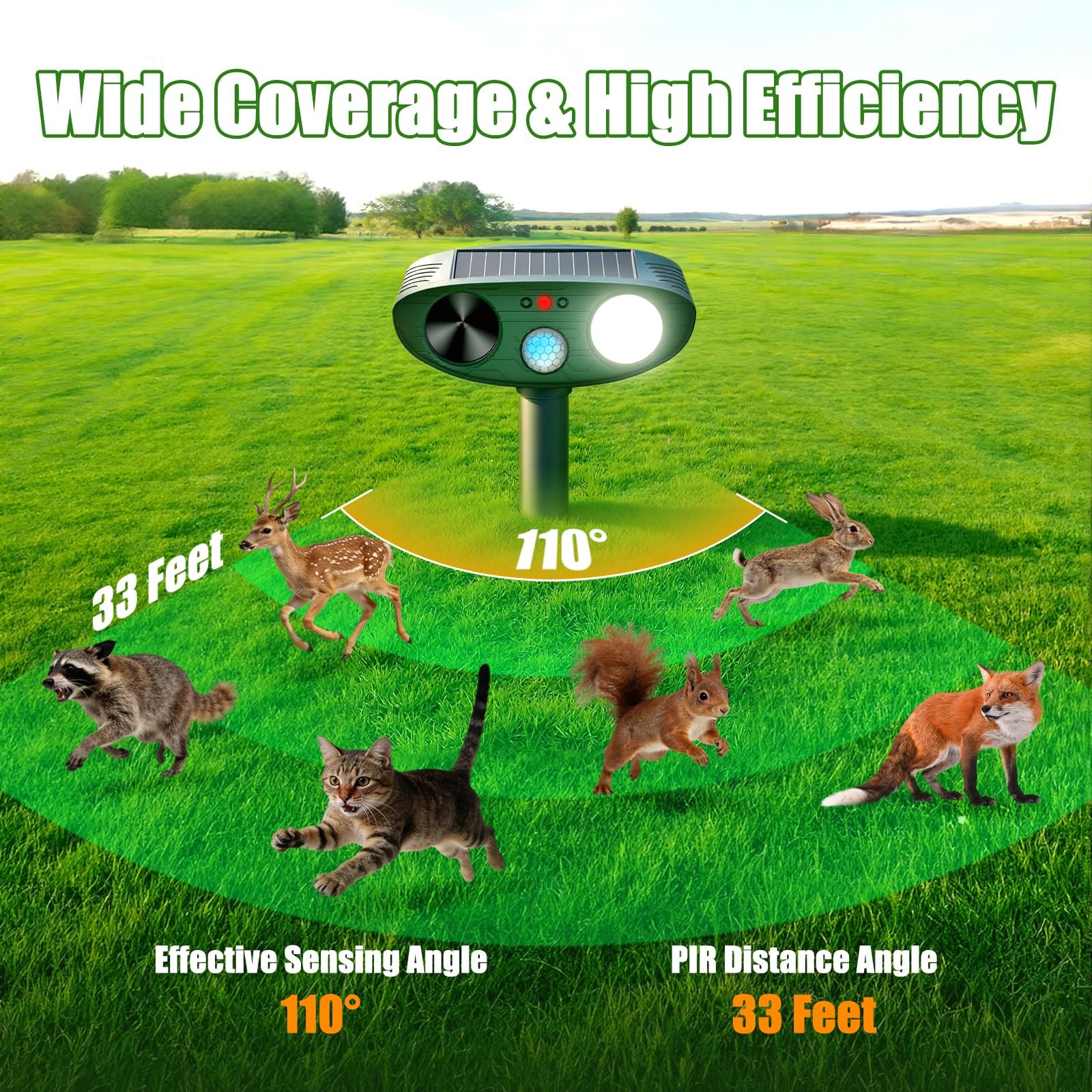 2026 Upgraded Ultrasonic Solar Animal Repellent Outdoor, Deer Repellent Devic…