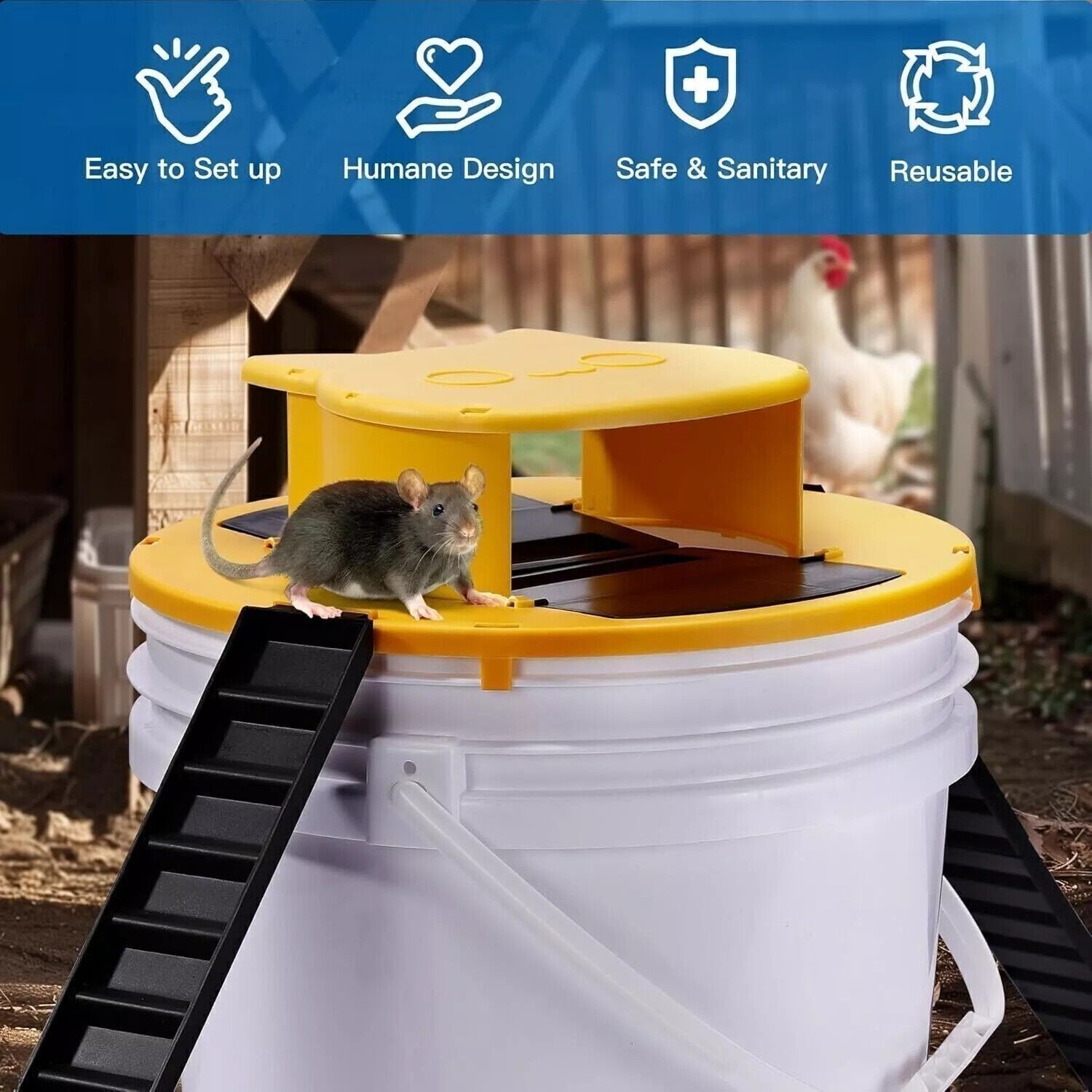4PACK Bucket Lid Mouse Rat Trap Bucket Mousetrap Catcher US FAST SHIPPING