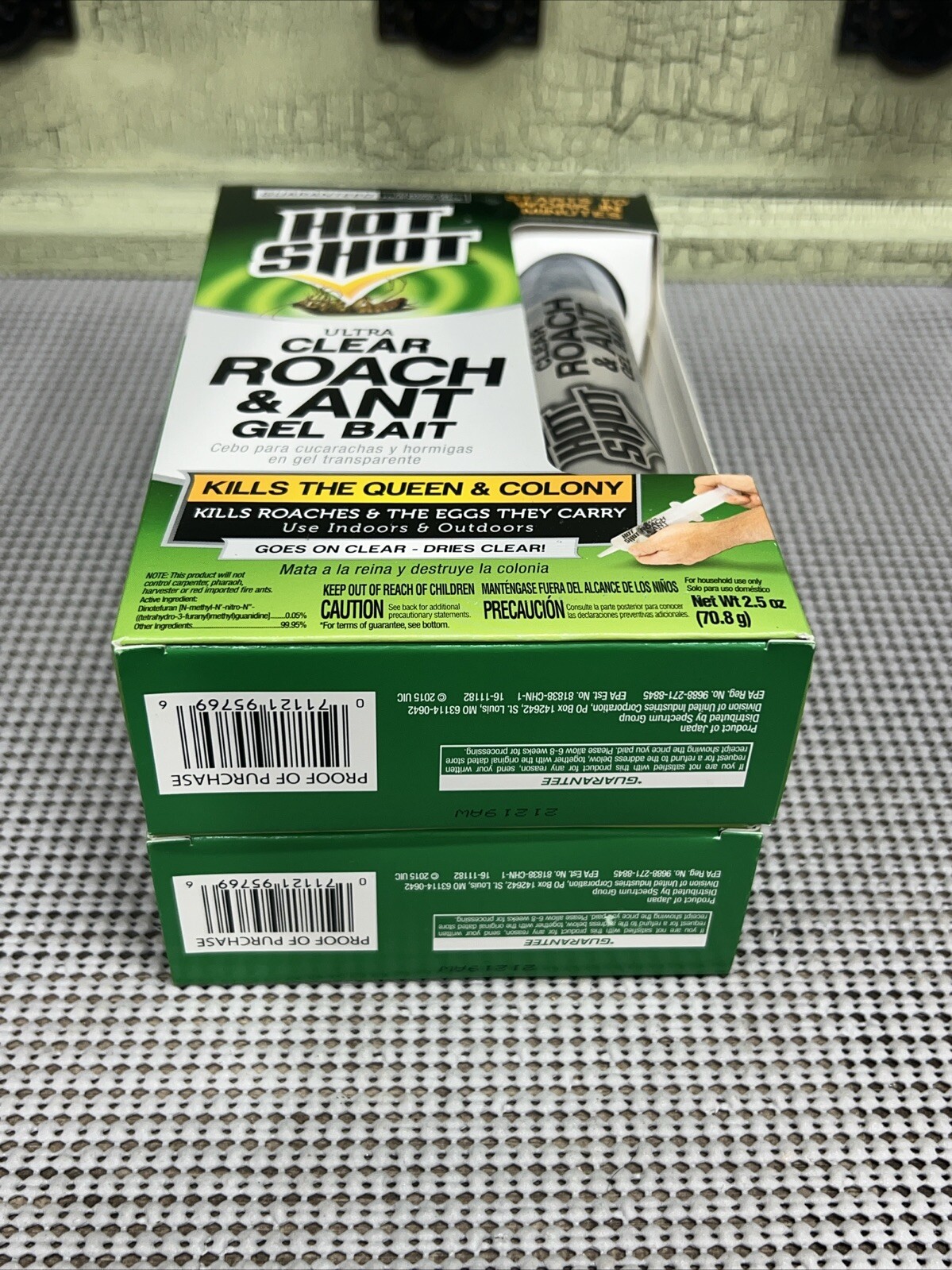 2X Hot Shot Ultra Clear Roach & Ant Gel Indoor Outdoor Colony & Egg Killer 2.5oz