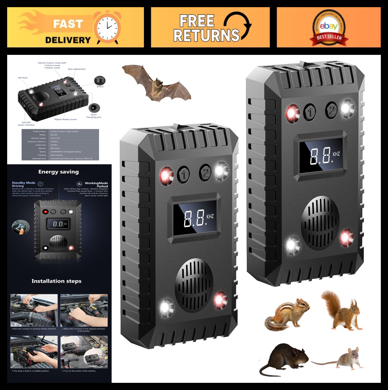 2026 Upgraded Rodent Repellent for Car Engines – Plug-in & Battery Operated, Kee