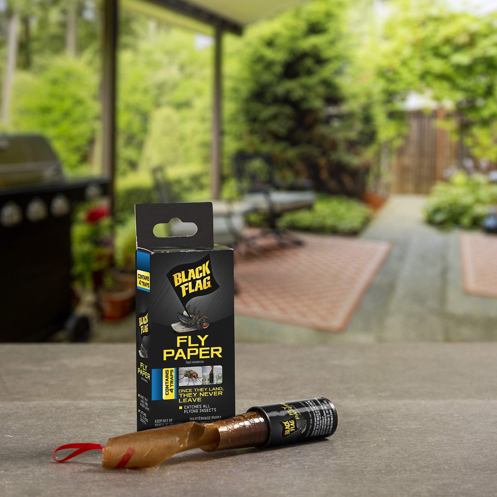 Black Flag Fly Paper, Insect Trap, Catches All Flying Insects 4 1 Pack,