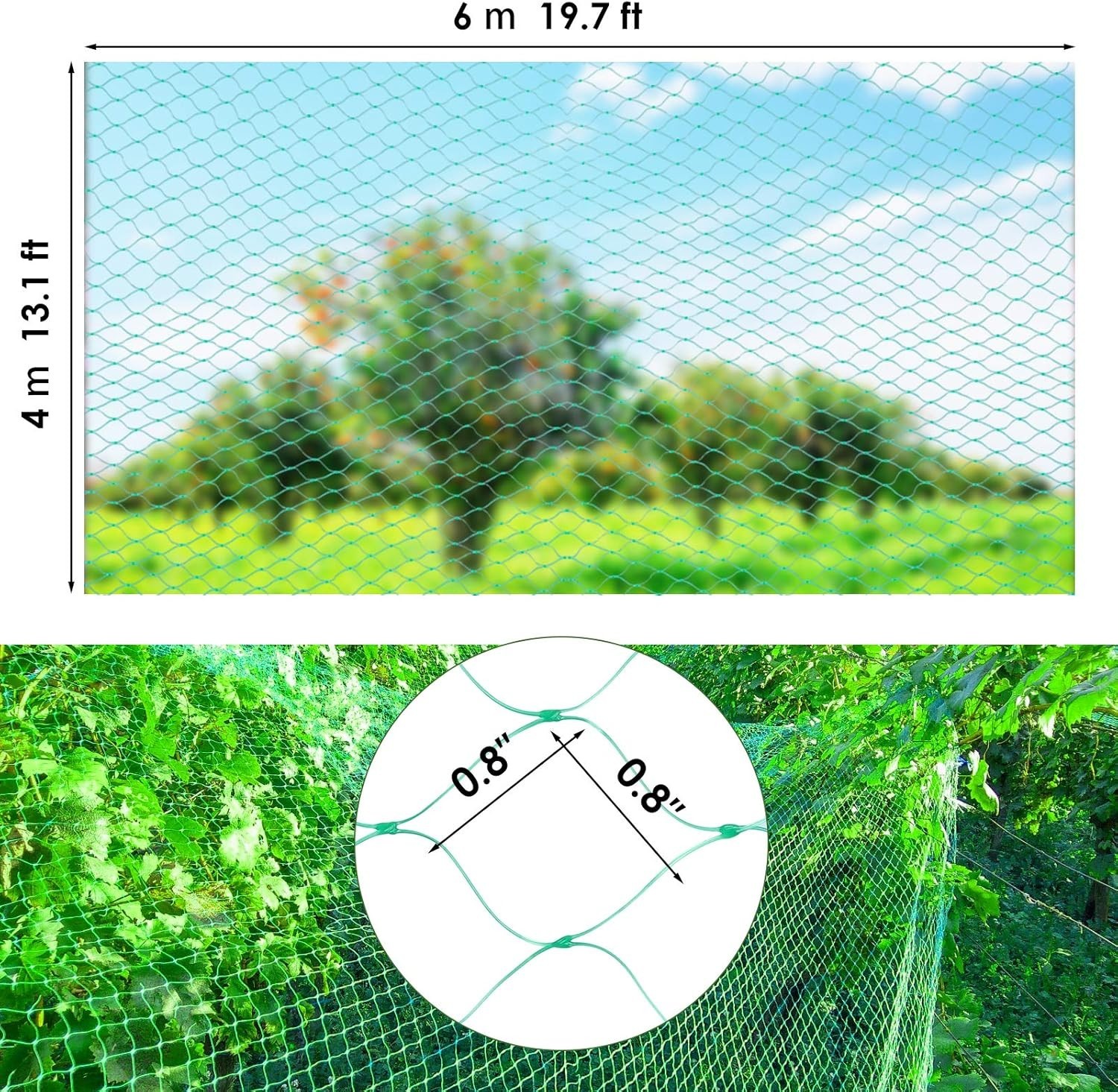 Sturdy Green Polypropylene Bird Netting 13×20 Ft – Safeguard Plants from Pests