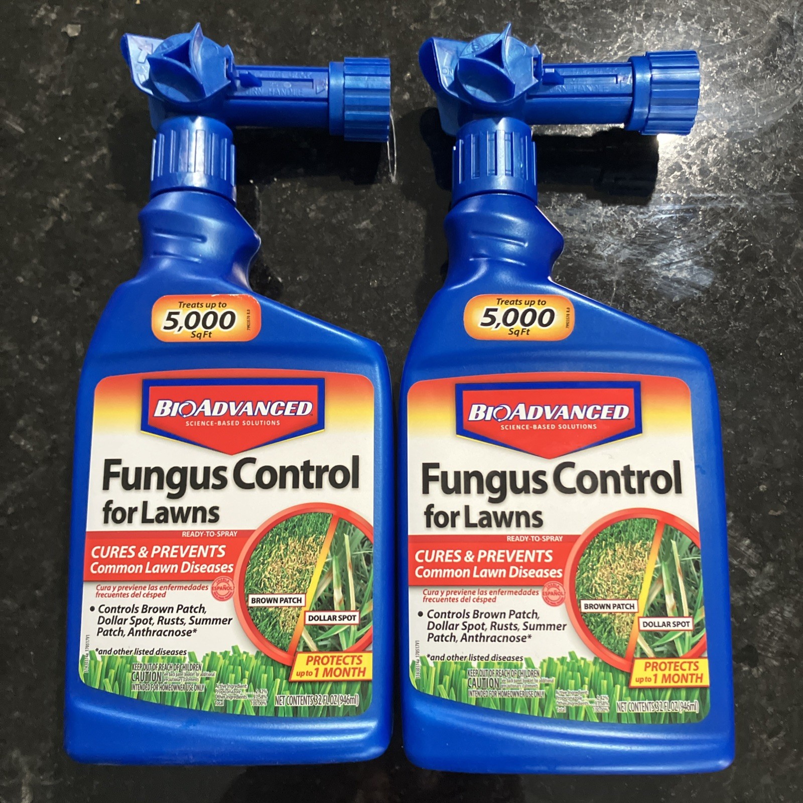 Lot of 2 BioAdvanced Fungus Control For Lawns Cures and Prevents 32 Fl Oz Each