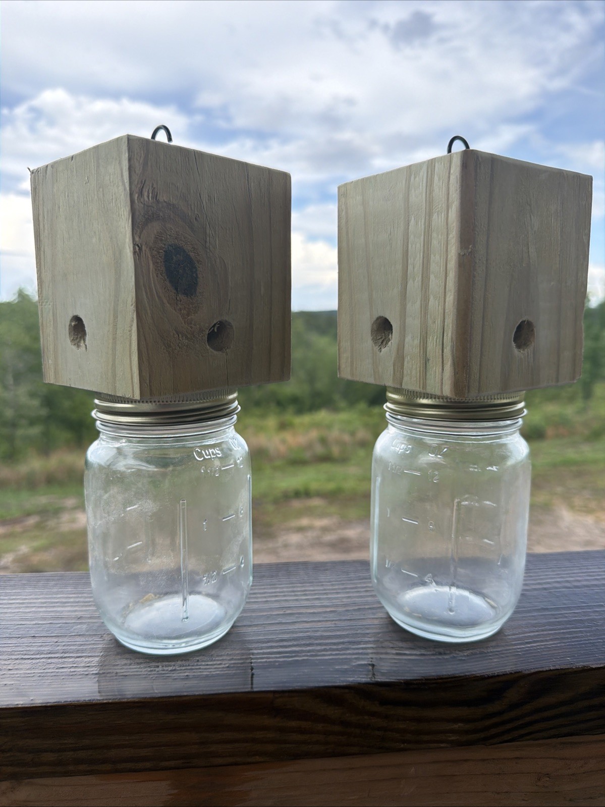 Set Of 2 Carpenter Bee Traps W/ Jars & Hooks- Free Shipping
