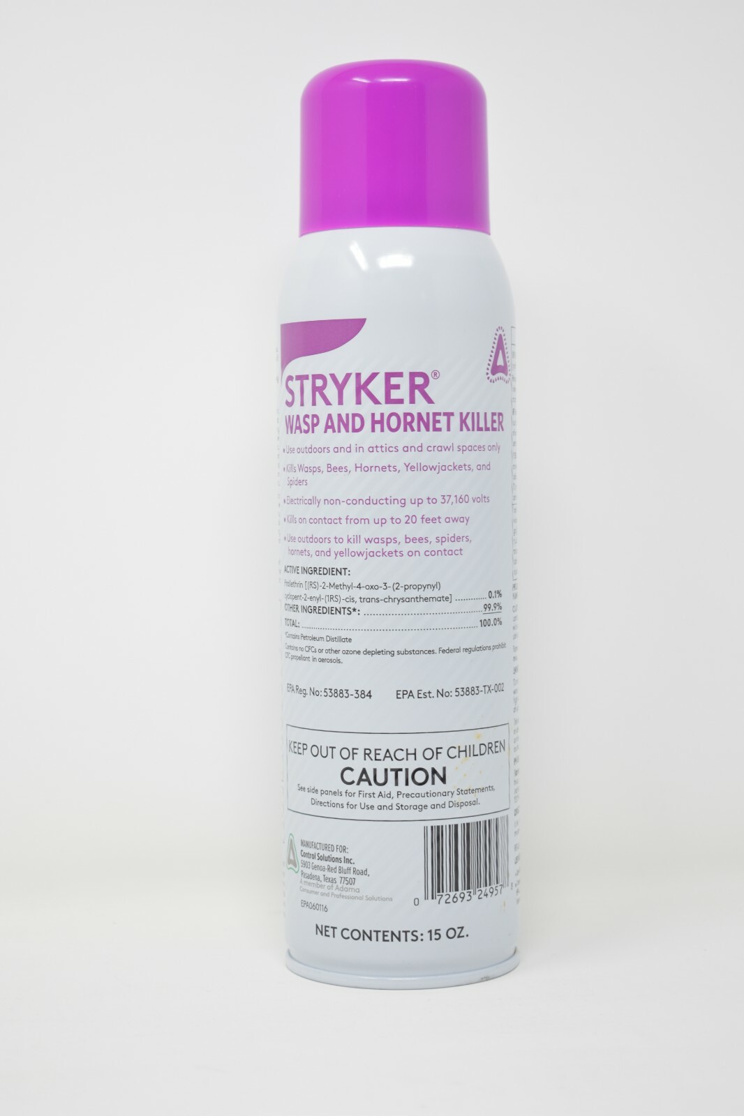 Stryker Wasp & Hornet Aerosol Spiders Yellow Jackets 15 oz by Control Solutions