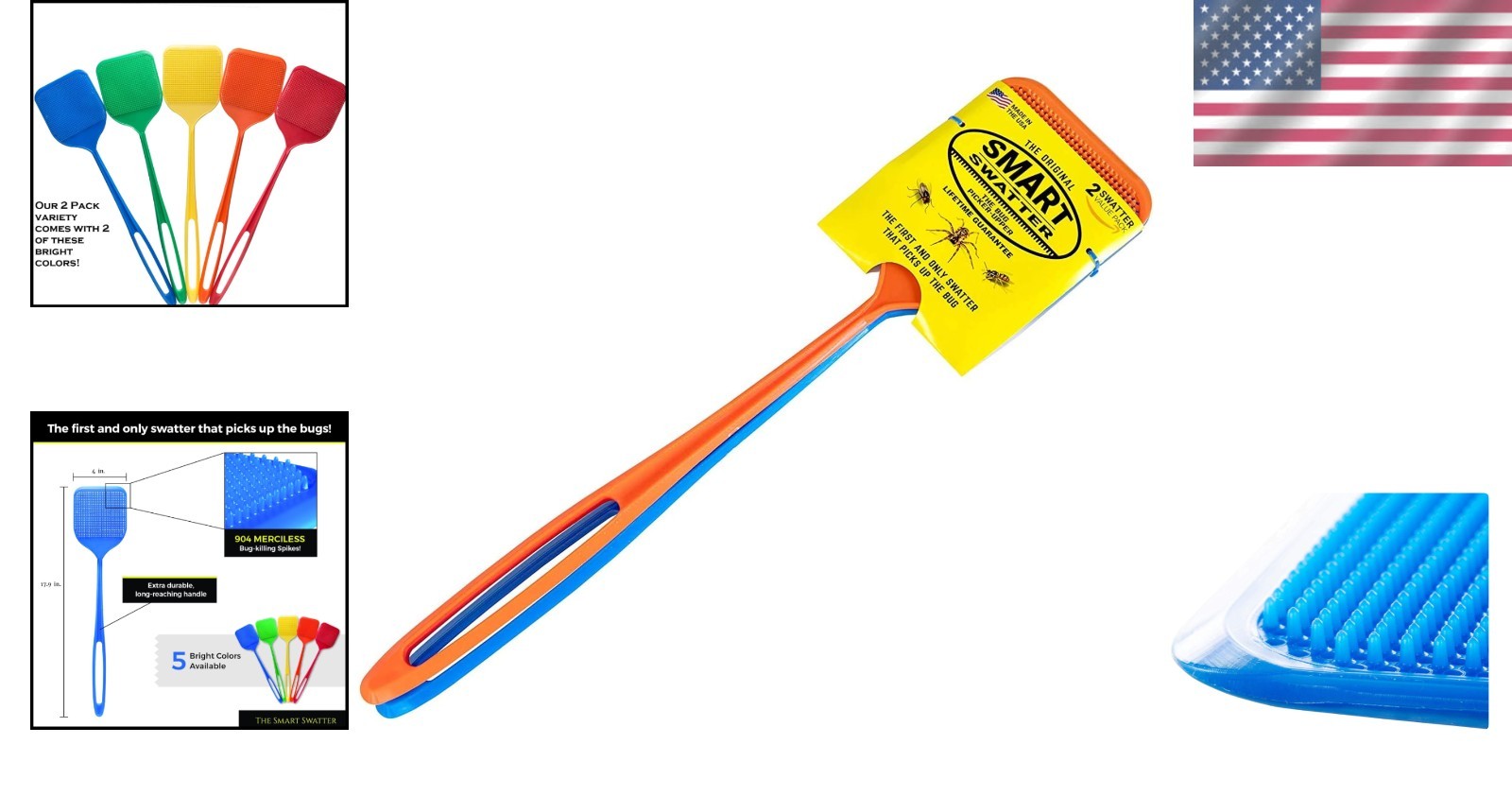 Washable and Reusable Fly Swatters – Assorted Colors with Spikes for Pests