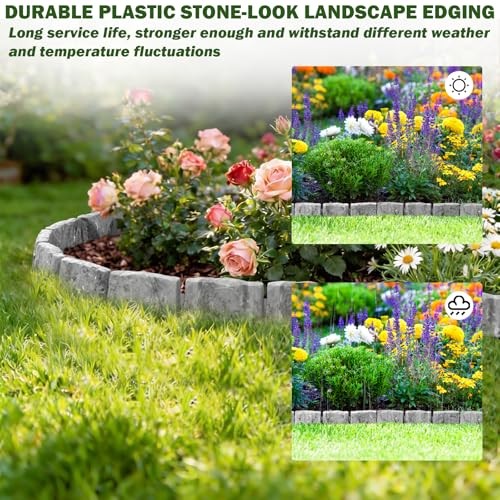 Landscape Edging Garden Edging Border Faux Stone Edging,17FT x 2.75 in Tall