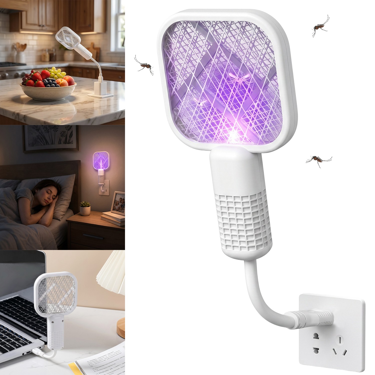 Electric Mosquito Fly Swatter, Foldable Fly Killer Electric Mosquito Swatter Bug