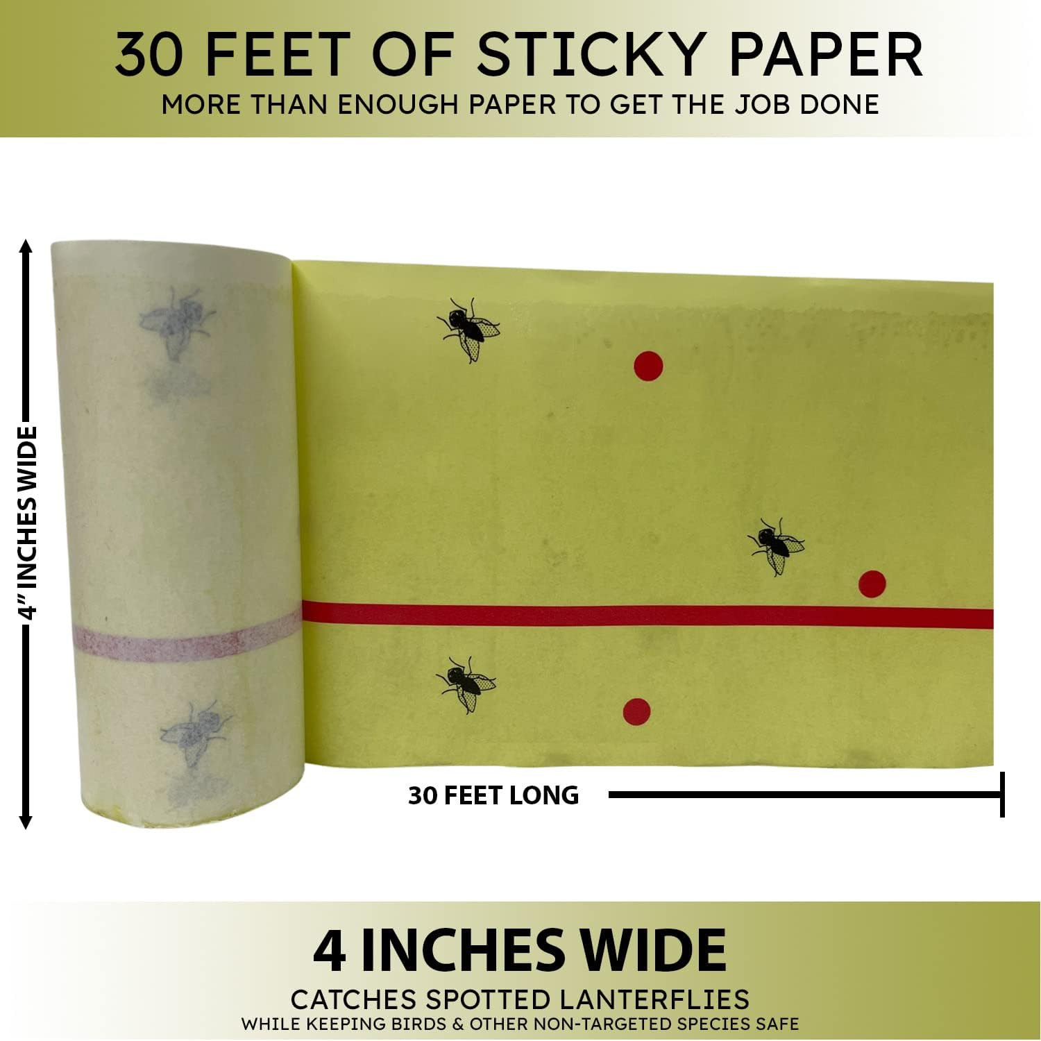, Spotted Lantern Fly Tree Trap – 4 Rolls (30 Feet Each Roll) – Lanternfly Tree