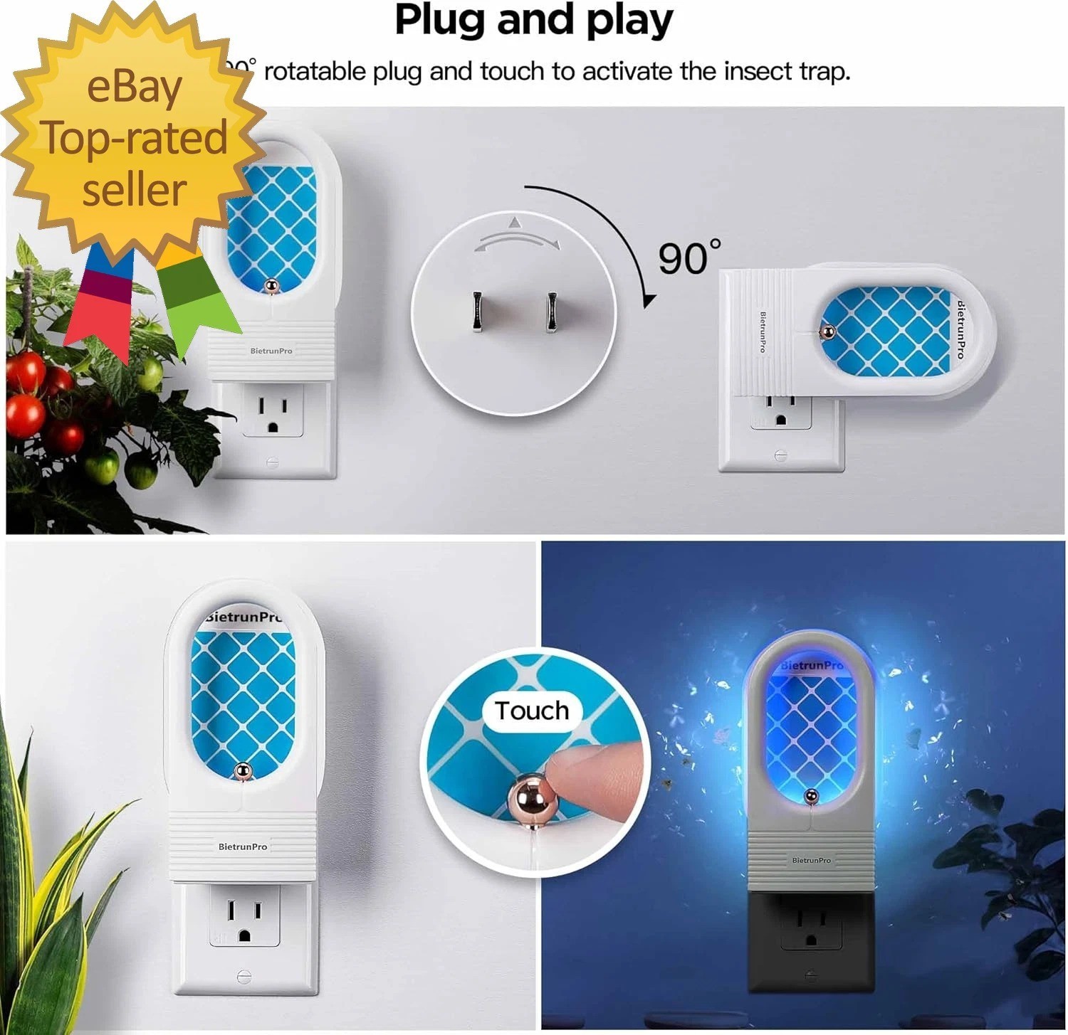 Fruit Fly Traps/Gnat Traps for Indoors Uv Blue Light Plug-In Gnats Killer