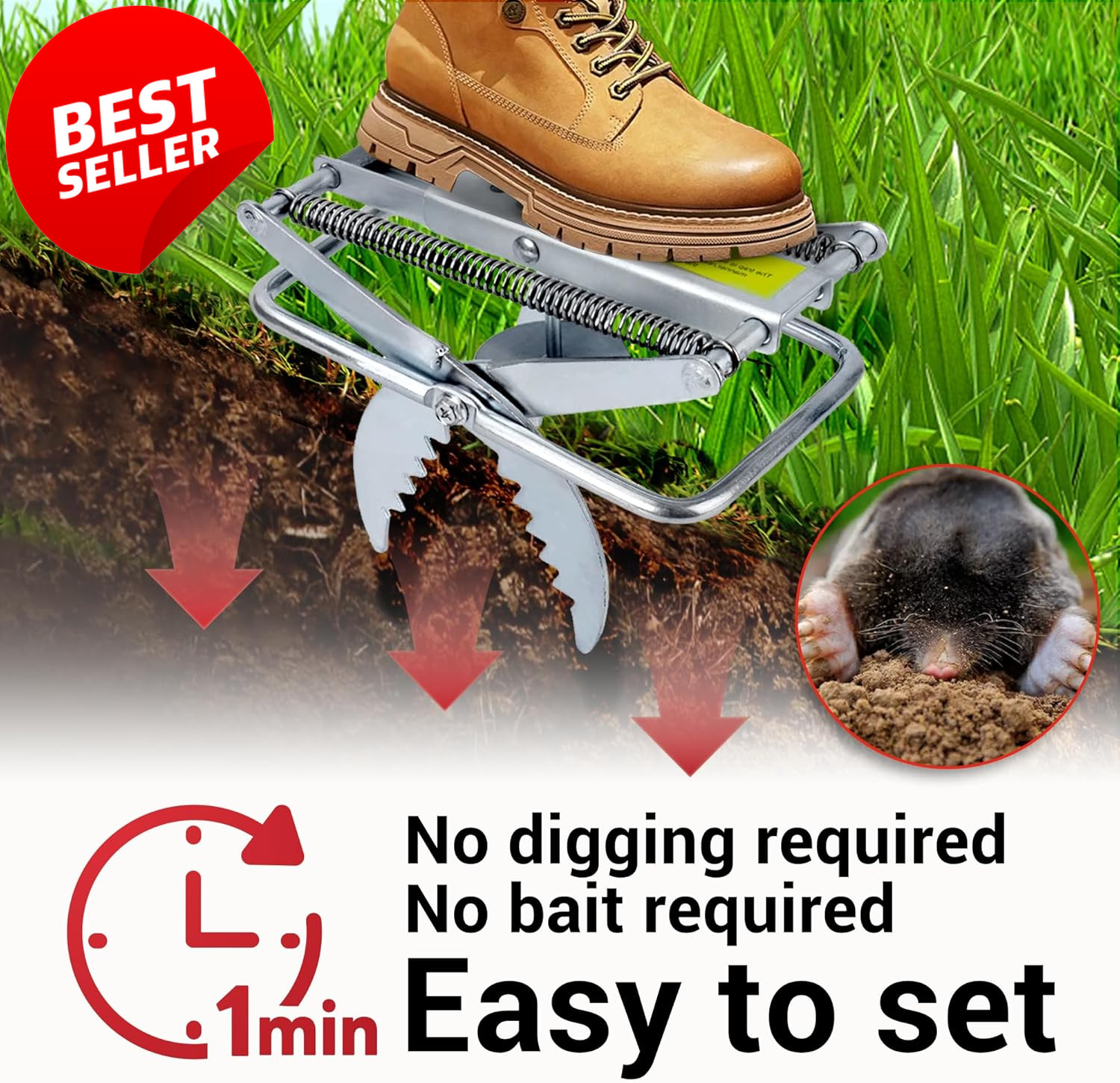 2 Pack Scissor Mole Trap Galvanized Steel Easy Step Setup Lawn Killer – US