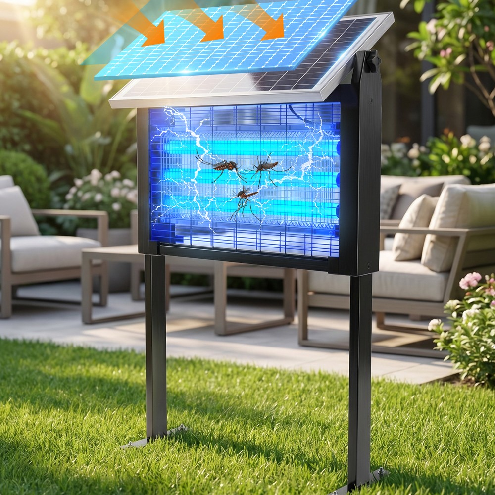 Waterproof Solar Bug Zapper Outdoor 4500V Mosquito Zapper Electric Fly Zapper