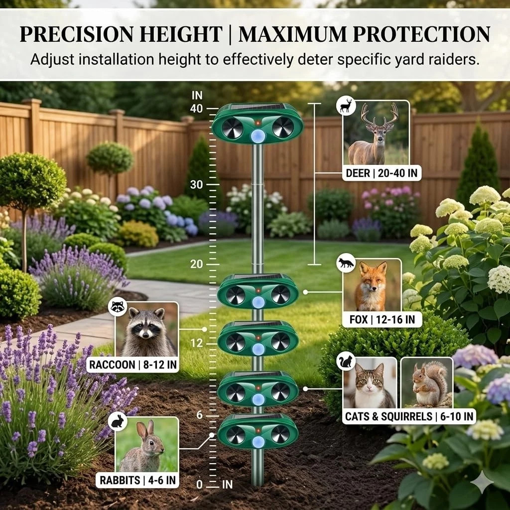 2026 Upgraded Sonic Fortress Pro Deer Repellent Devices,Waterproof Solar Ultraso