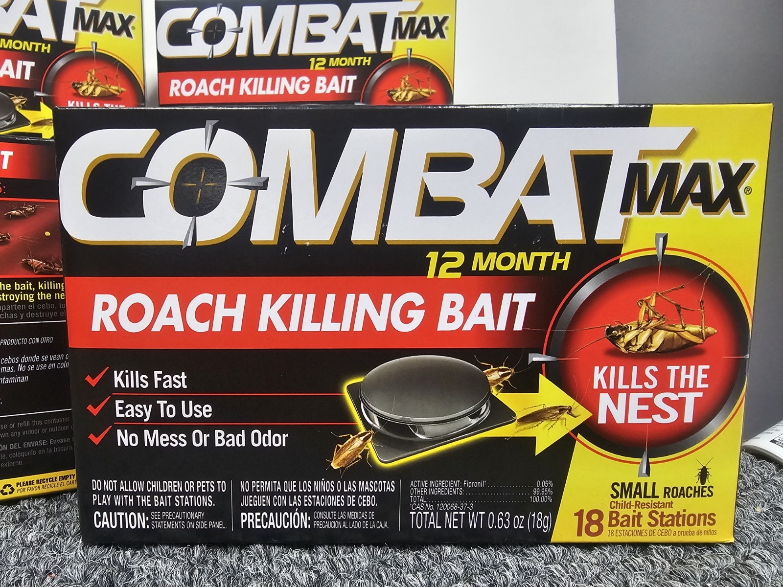 Lot of 6, Combat MAX ROACH KILLING BAIT STATION 18 per box – total 108 stations