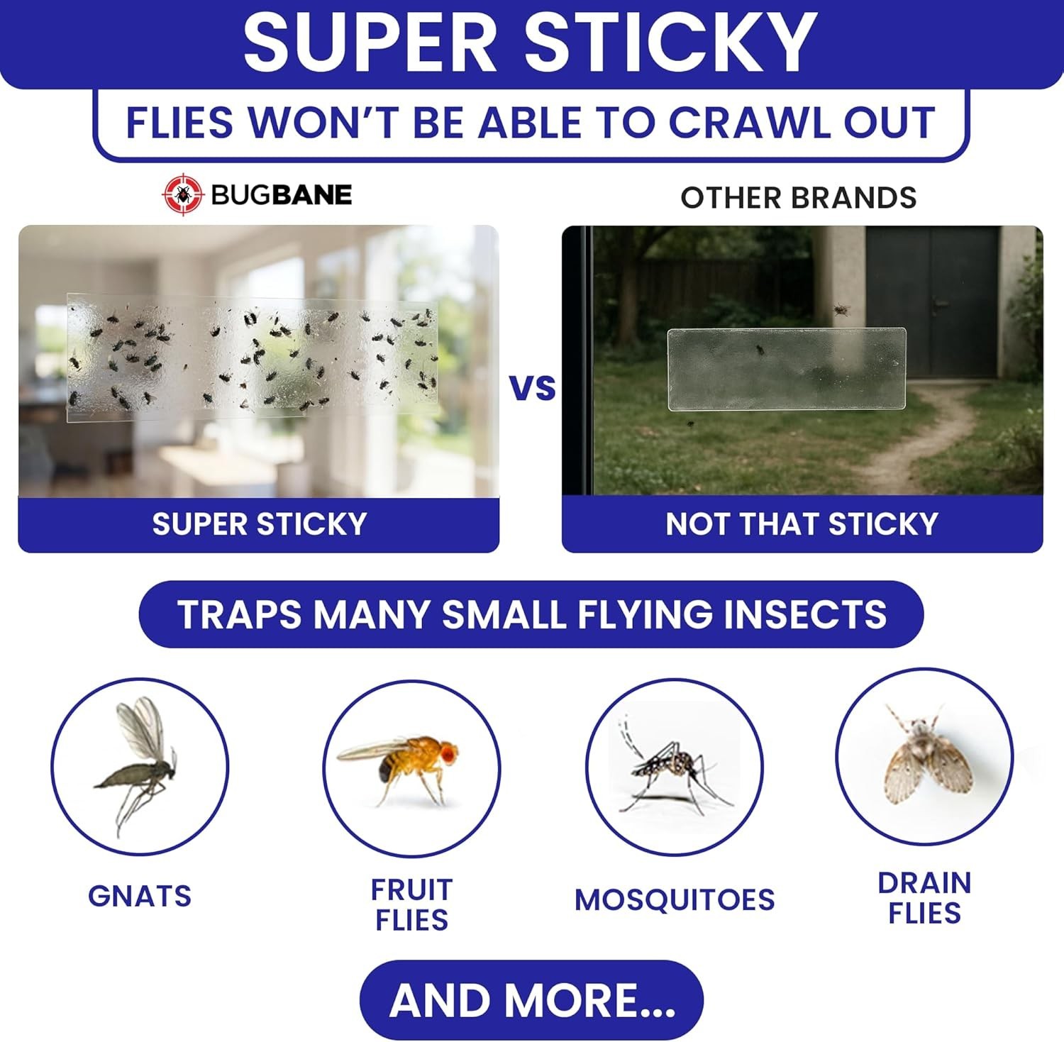 50 Pack Window Fly Traps Sticky Non-toxic Clear Fly Paper Indoor for Home&office