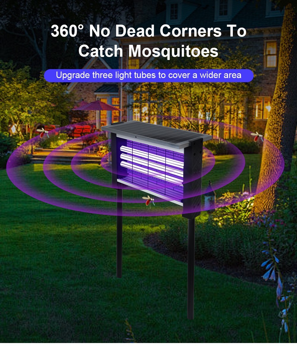 Solar Bug Zapper Outdoor 4500V Mosquito Killer Powered USB Rechargeable IPX5 New