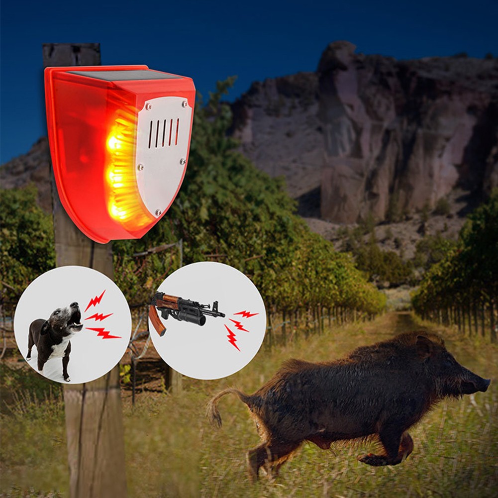 4PCS Solar Outdoor Motion Sensor Alarm-129db Dog Barking & Gunshot USB Charge