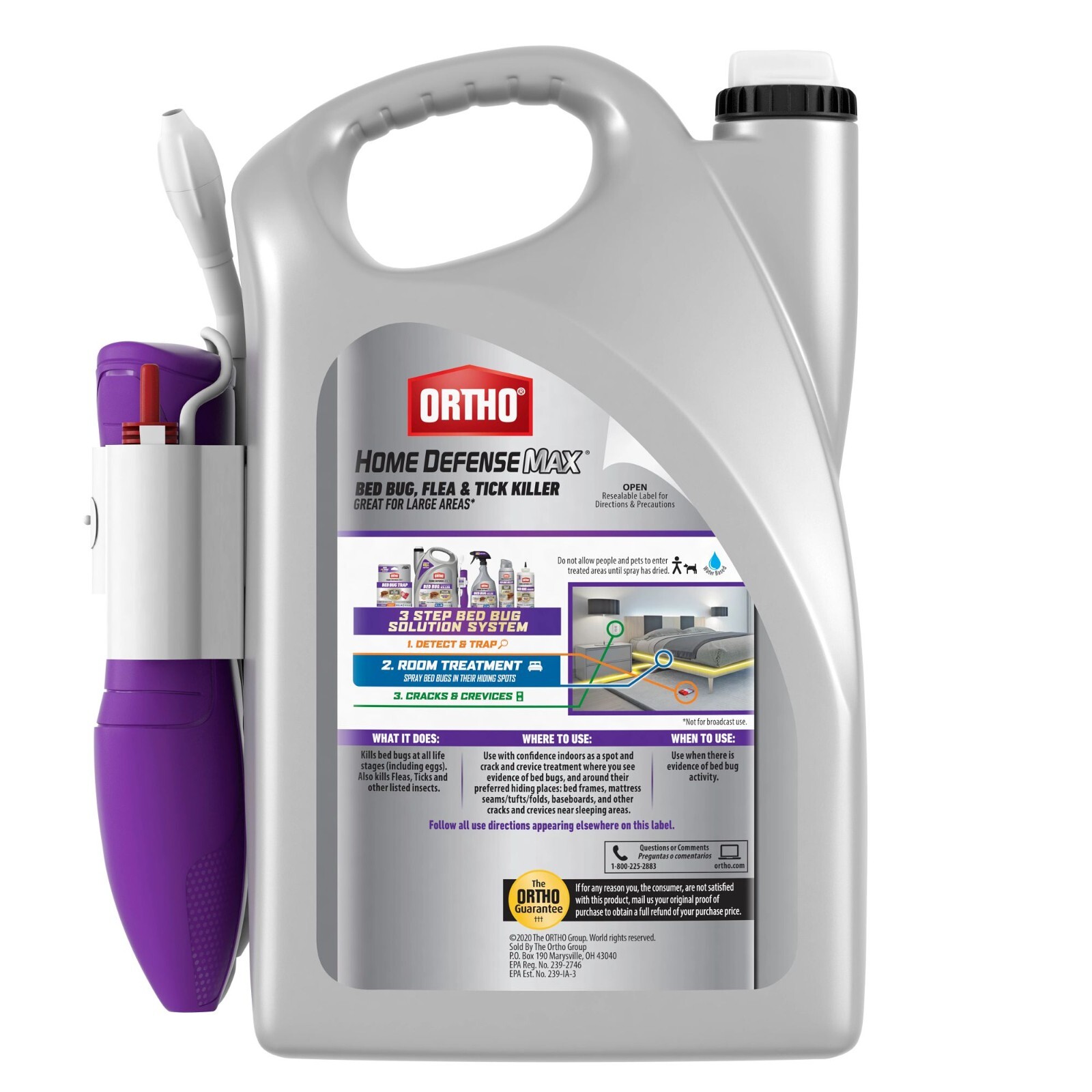Ortho Home Defense Max Bed Bug, Flea & Tick Killer with Comfort Wand, 1 gal.