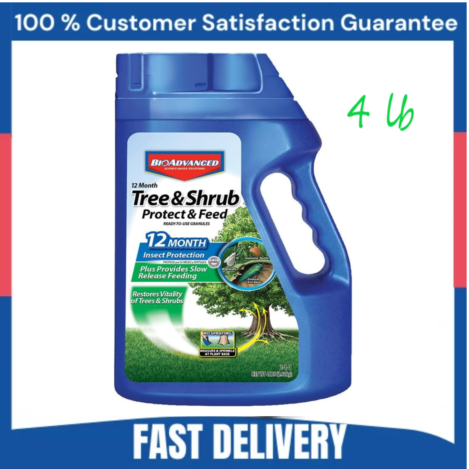BioAdvanced 12 Month Tree and Shrub Protect and Feed, Granules, 4 lb