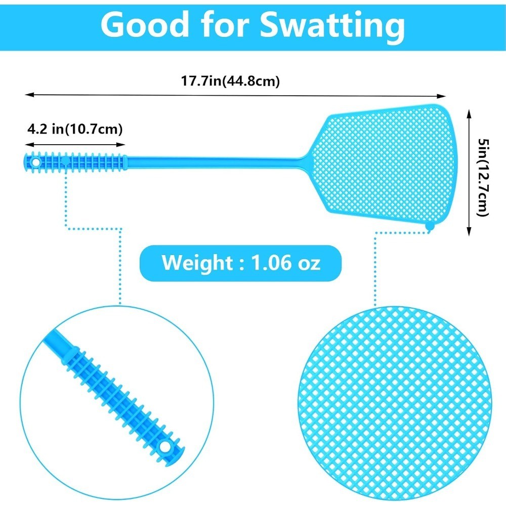 Fly Swatter,5 Pack Plastic Heavy Duty Manual Fly Killer, Long Handle Flyswatter,
