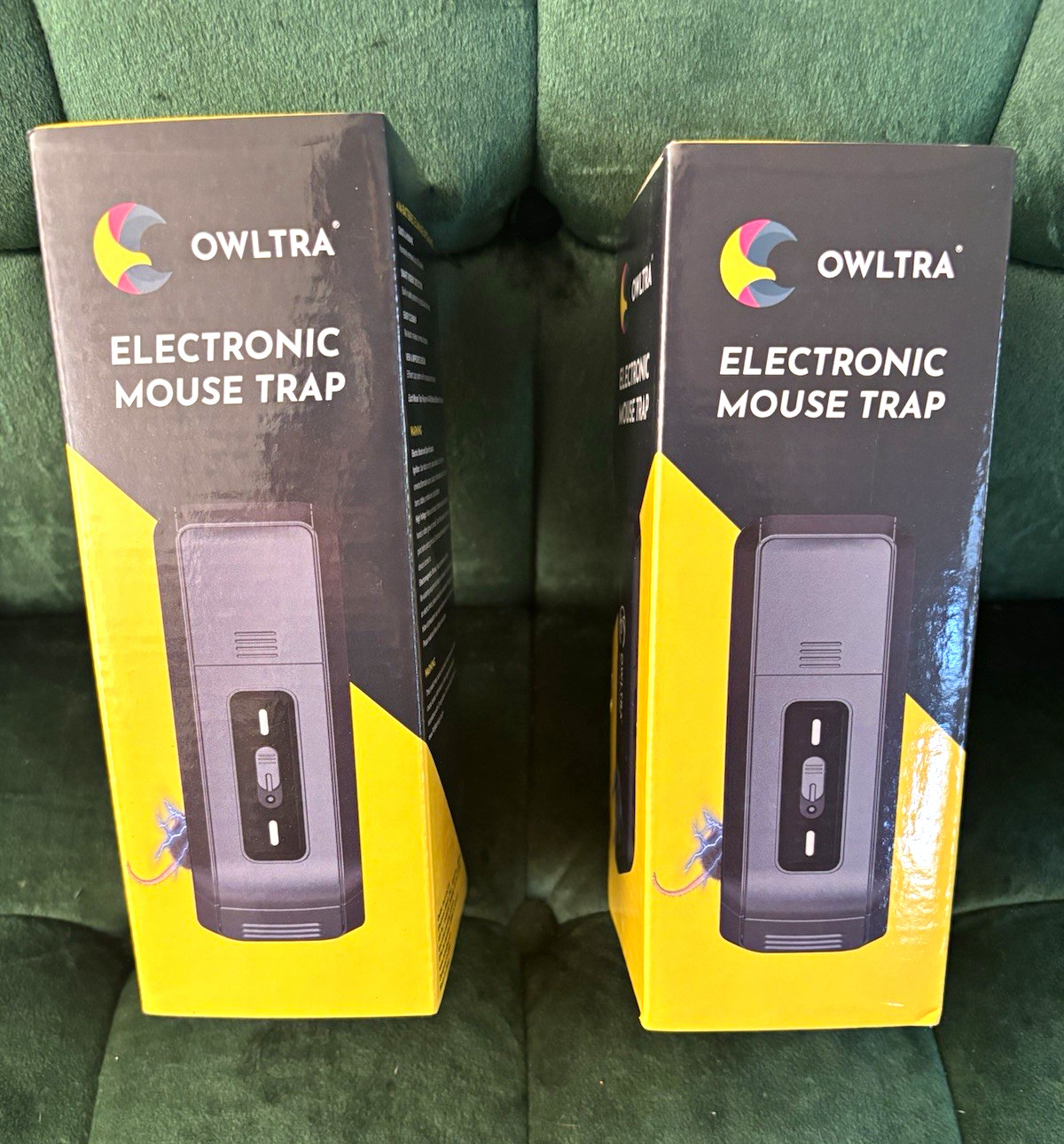 OWLTRA Electronic Trap/Catch Mouse Trap, Black, 2 Pack Pest Control Trap. New.