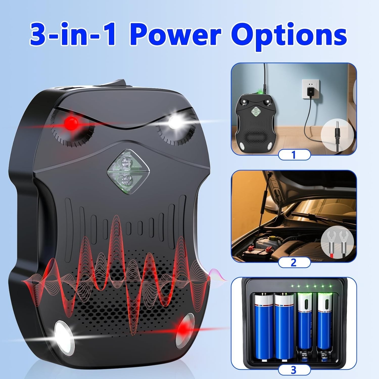 2PCS Ultrasonic Mouse Repeller Car Vehicle Rat Rodent Repellent Animal Deterrent